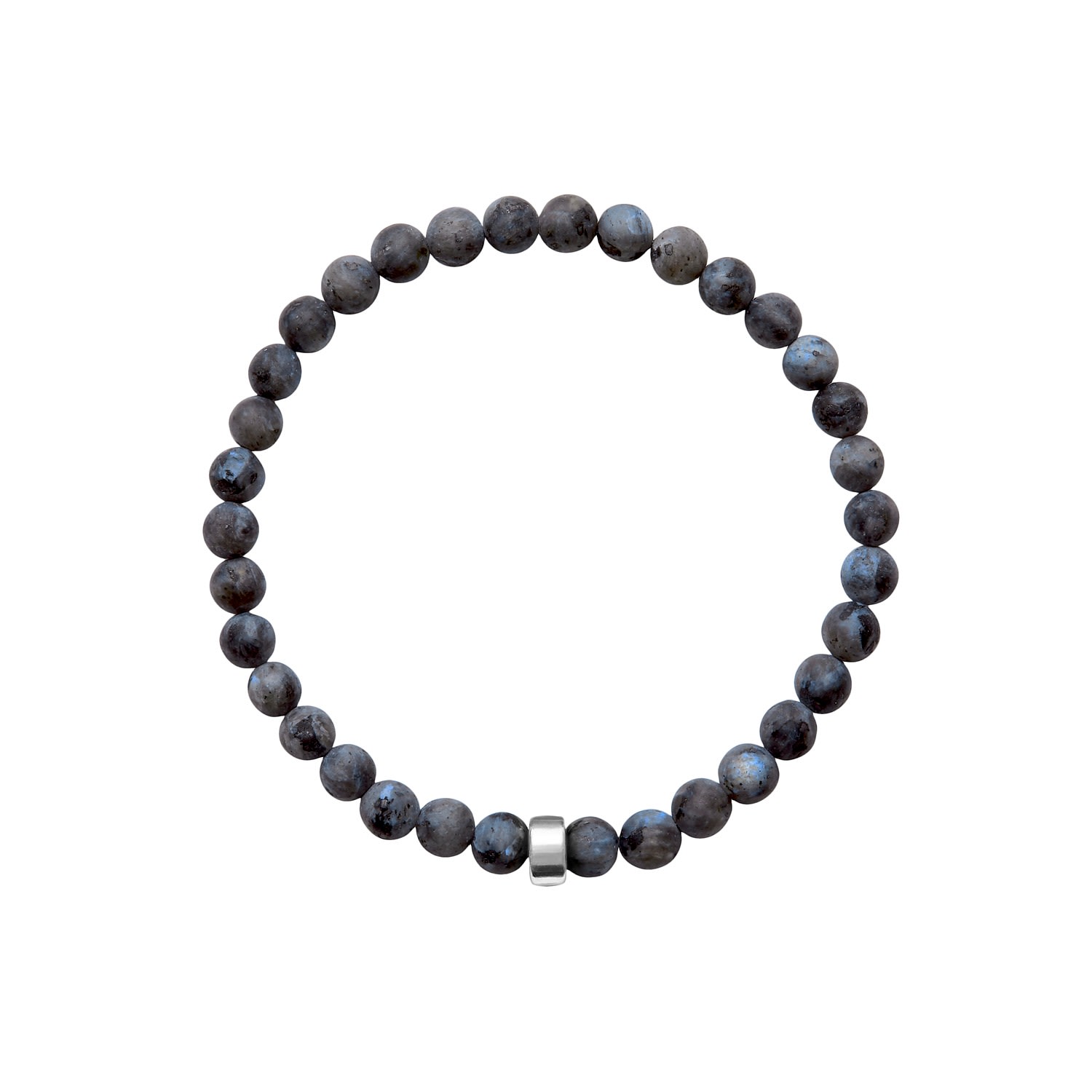 Blue / Grey / Silver Aro Men’s Larvikite Bracelet Silver Bead Ora Pearls