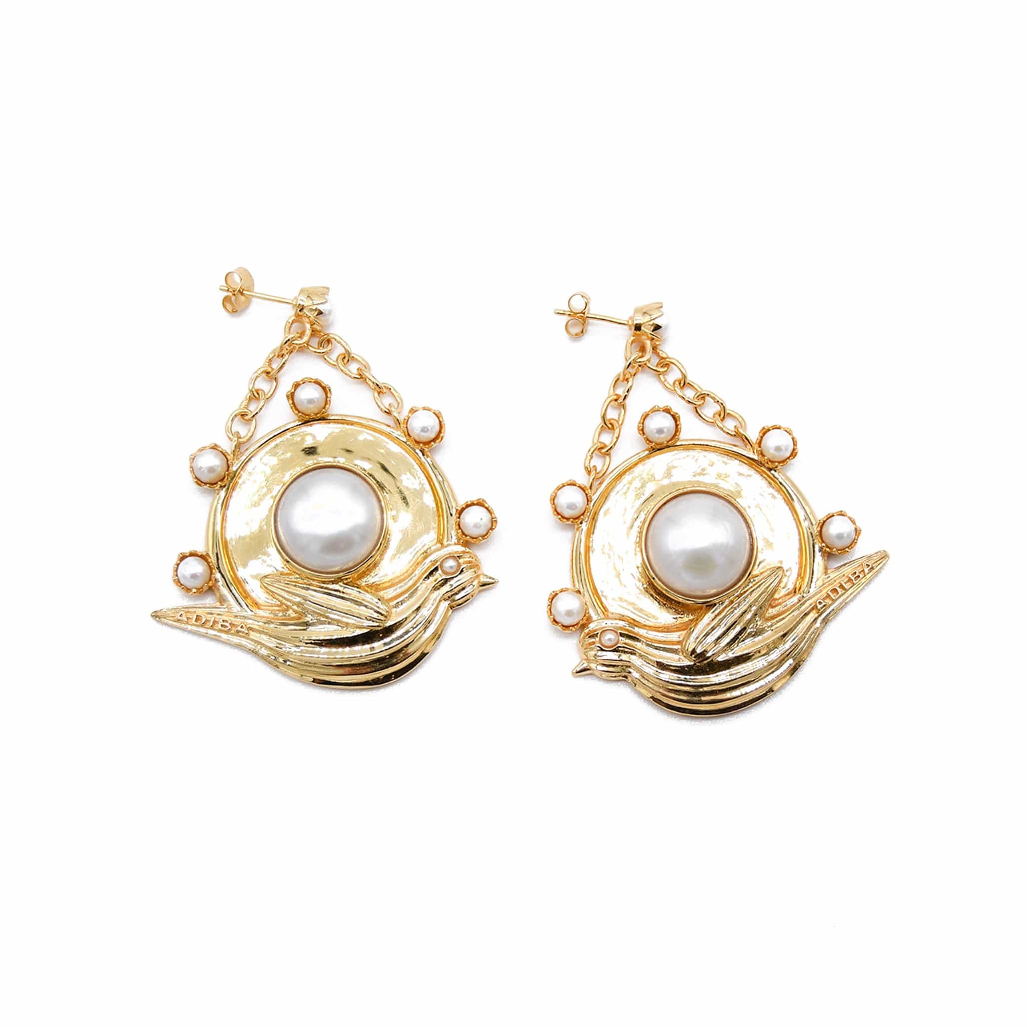 Women’s Gold / White Robin Pearls Gold Vermeil Earrings Adiba