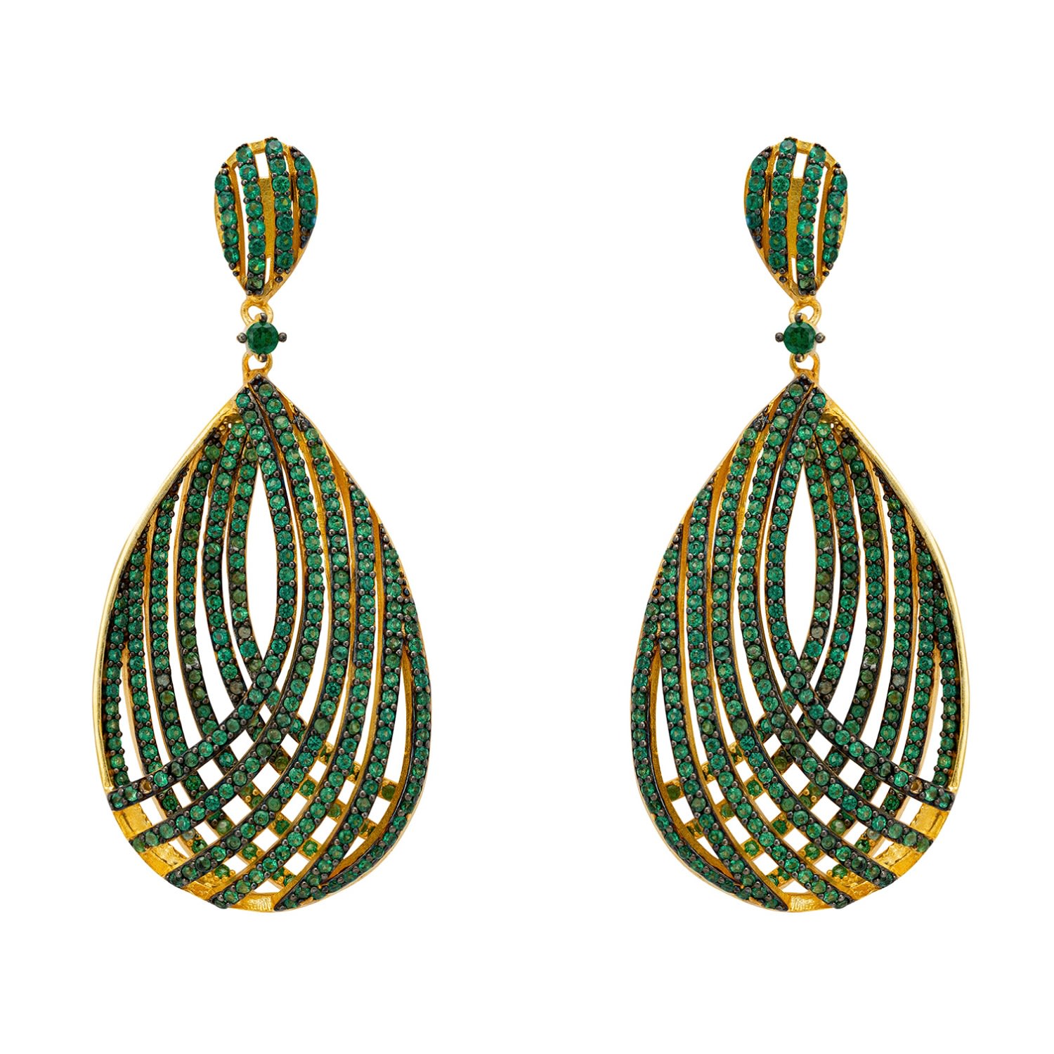 Women’s Gold / Green Vortex Teardrop Earrings Green Gold Latelita