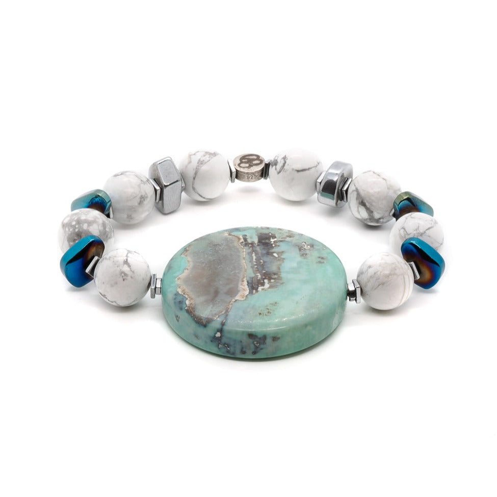 Women’s Blue / White Chunky Ocean Beaded Bracelet Ebru Jewelry