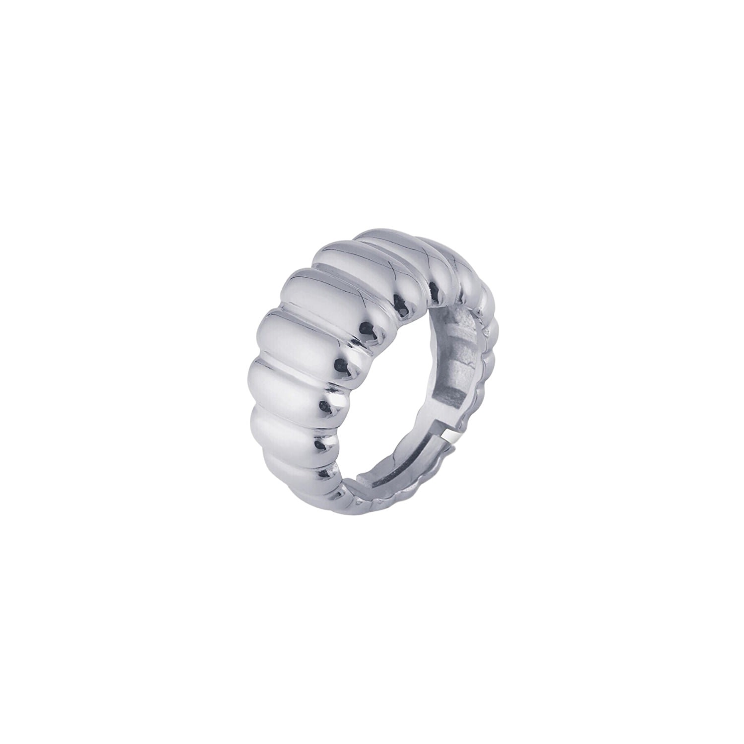 Women’s Chunky Multi Dished Adjustable Statement Sterling Silver Croissant Ring - Silver Spero London