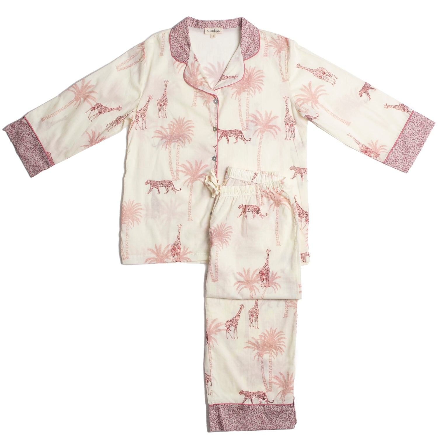 Women’s Pink / Purple / White Pink Safari - Pyjama Set Medium Sundays