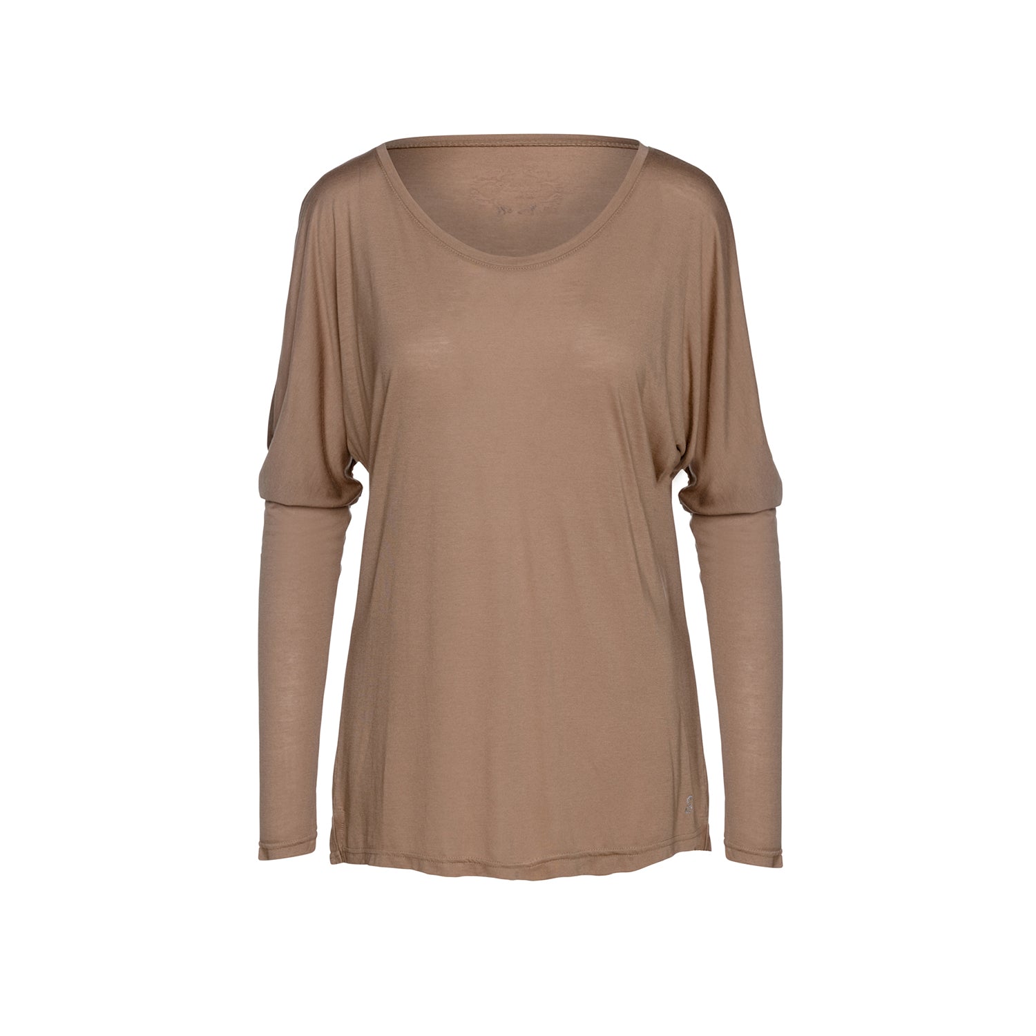 Women’s Light Brown Top With Long Batwing Sleeves Small Conquista