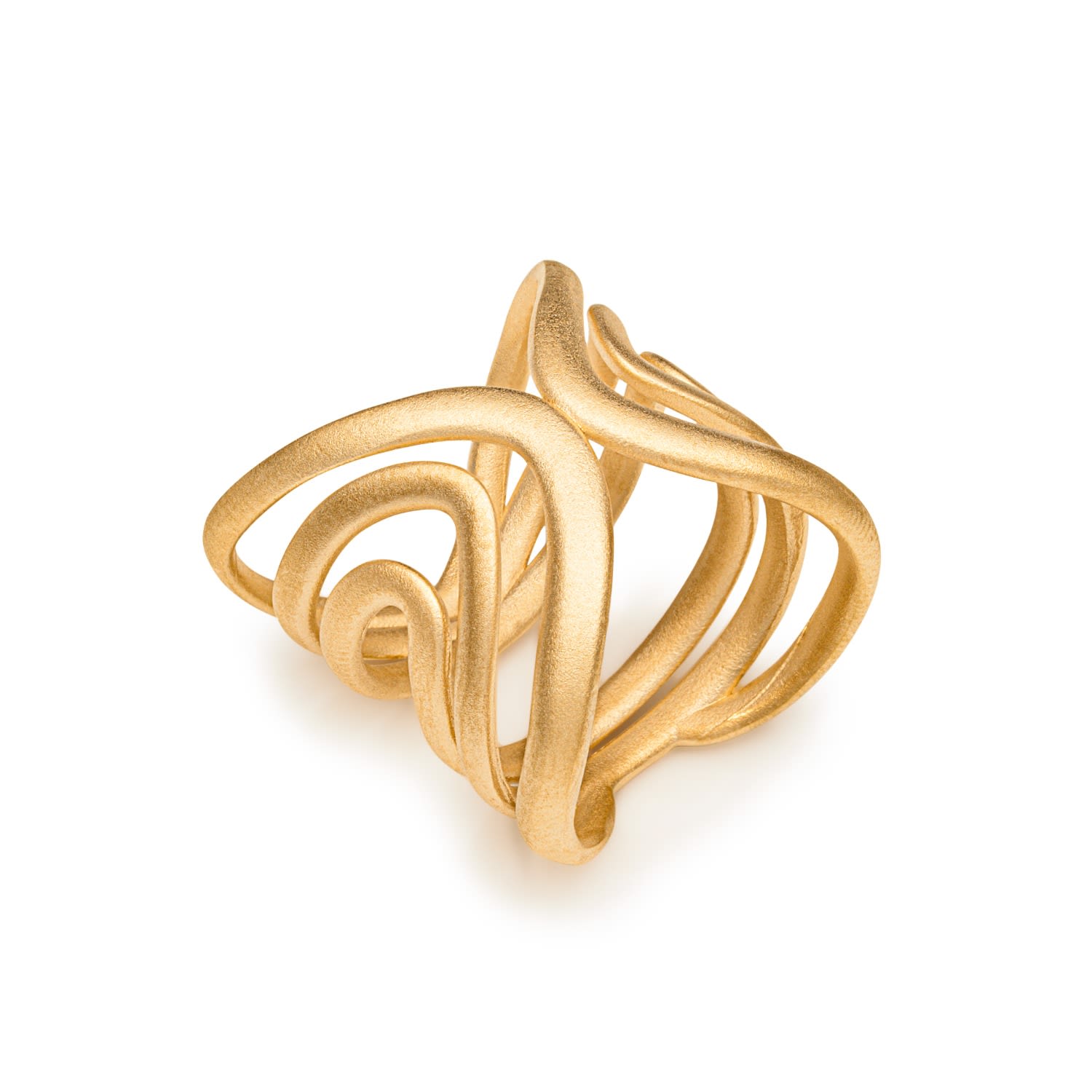 Women’s Silver Double Band Ring - Gold Matte Untamd