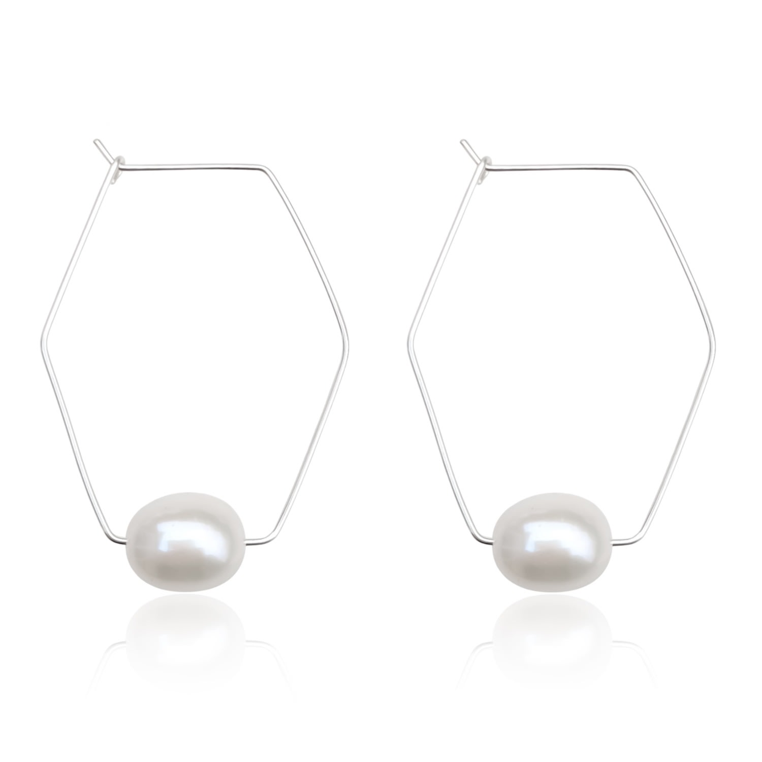 Women’s Sara Geometric Pearl Sterling Silver Earrings Kiri & Belle