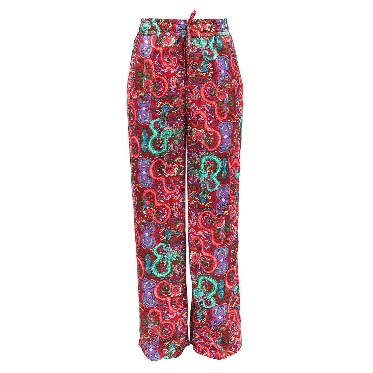 Women’s Fantasy Print Satin Wide-Leg Trousers Large Janara Jones