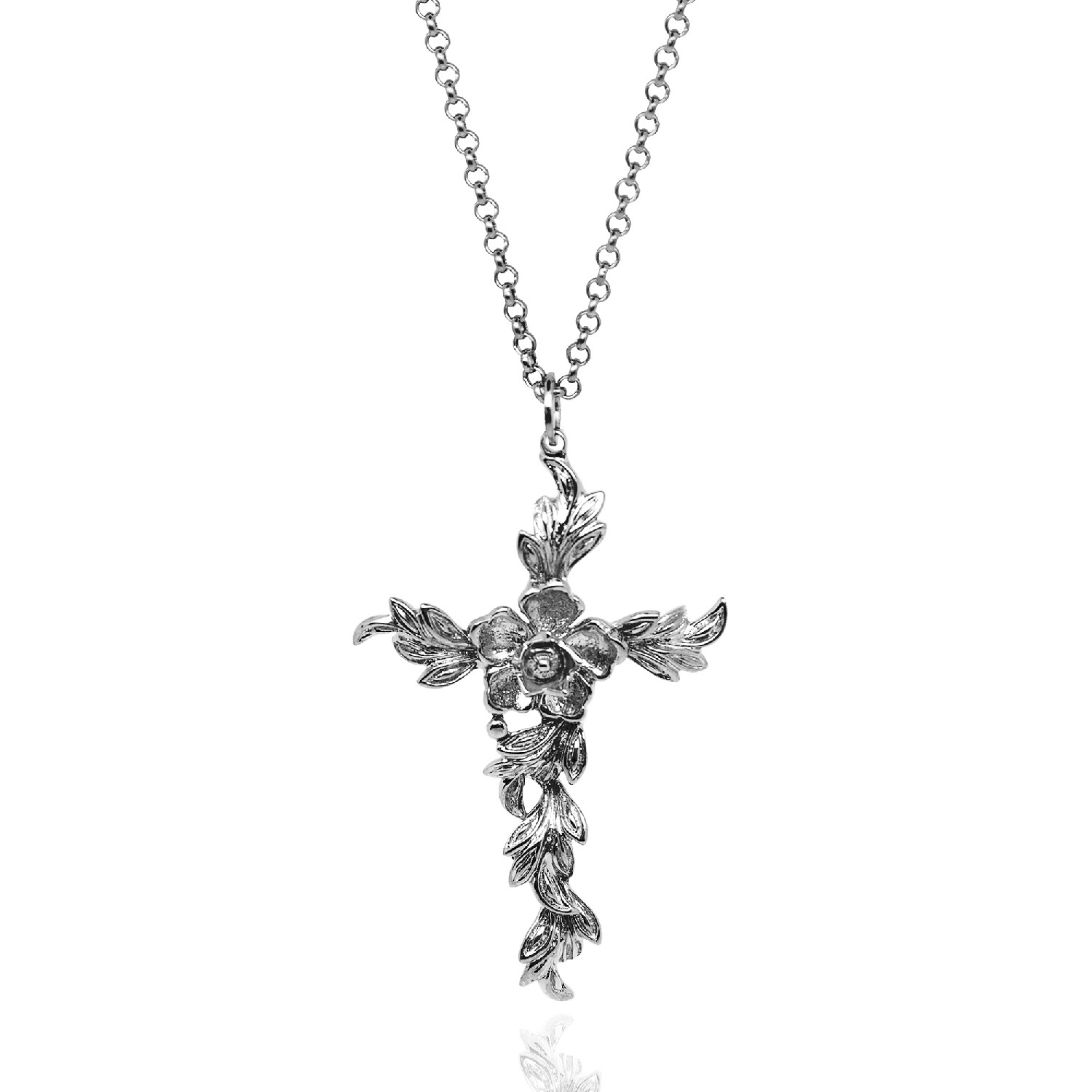 Unaloe Women's Cross Antique Necklace Silver In Gray