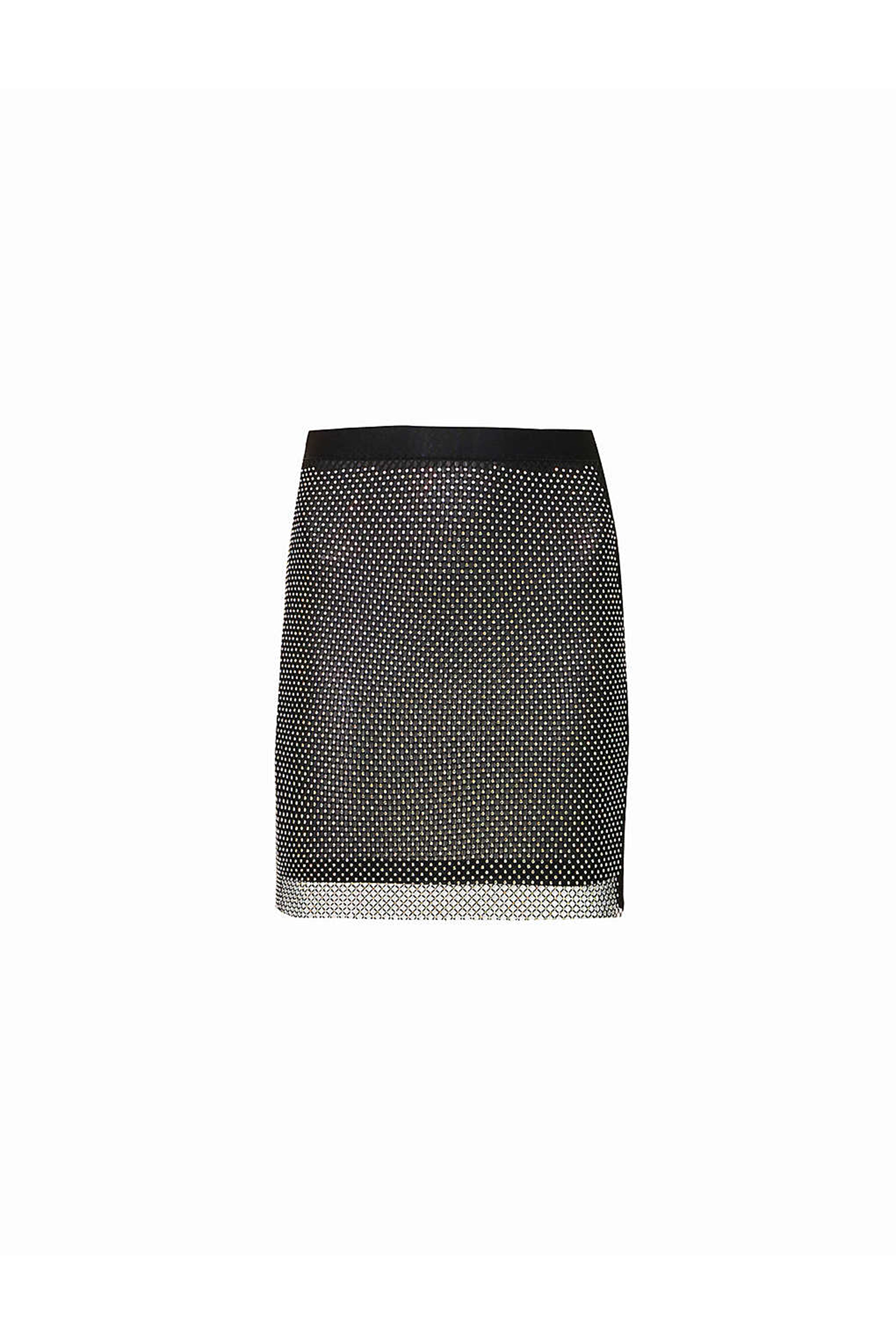 Amy Lynn Womens Black Rhinestone-embellished Chainmail Mini Skirt In Black