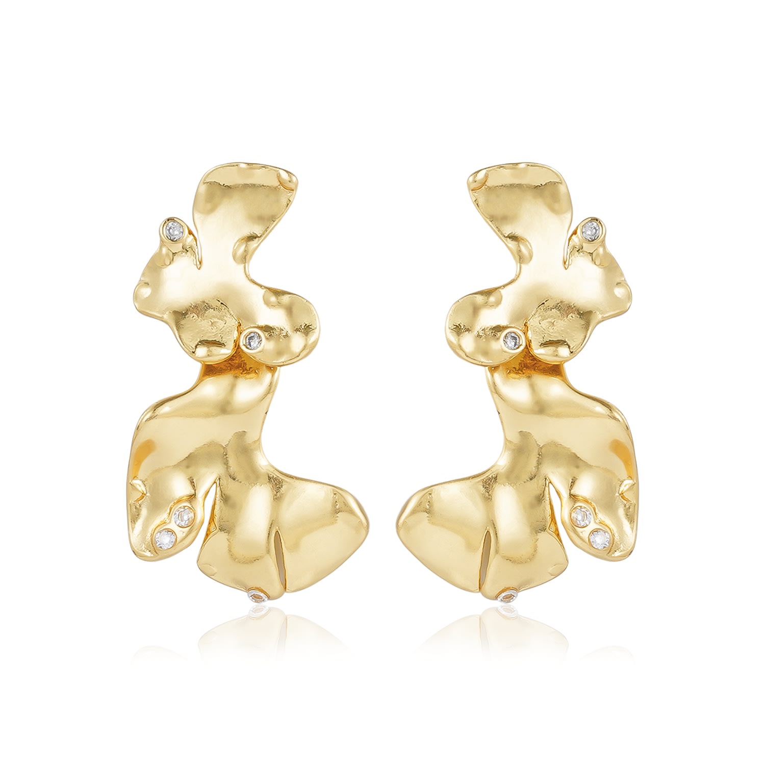 Rare Matters Jewelry Women's Gold Organic Foliage Statement Earrings