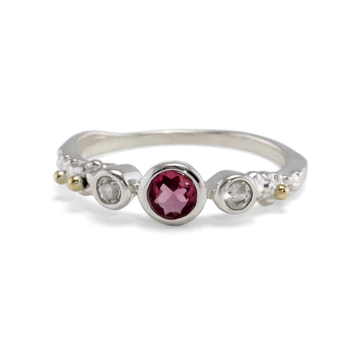 Isla Silver Women's Pink / Purple / White White Topaz & Pink Tourmaline Ring