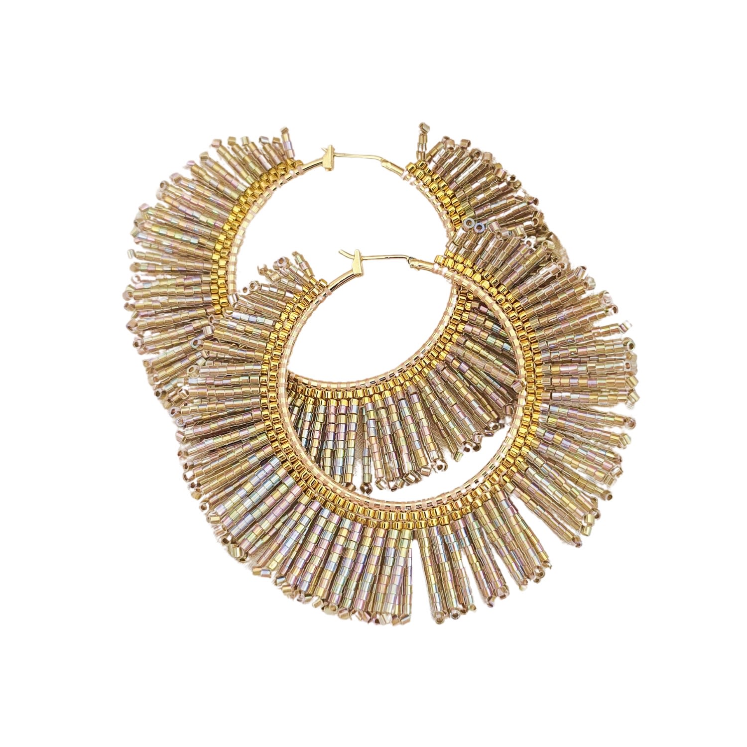 Jeannierichard Women's Auréole Gold Maxi Tassel Statement Hoops By