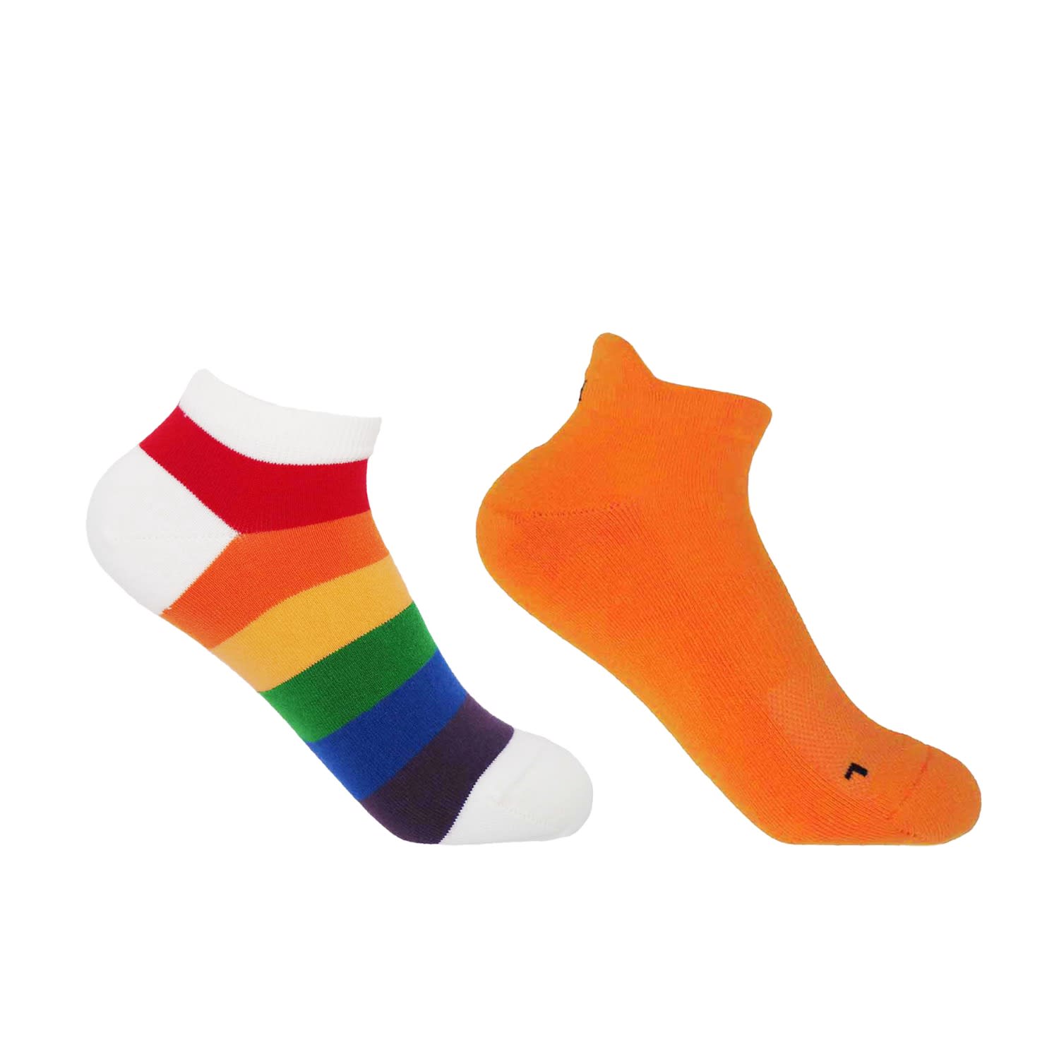 Peper Harow - Made In England Block Stripe Rainbow & Organic Orange Women's Trainer Socks Bundle In Orange