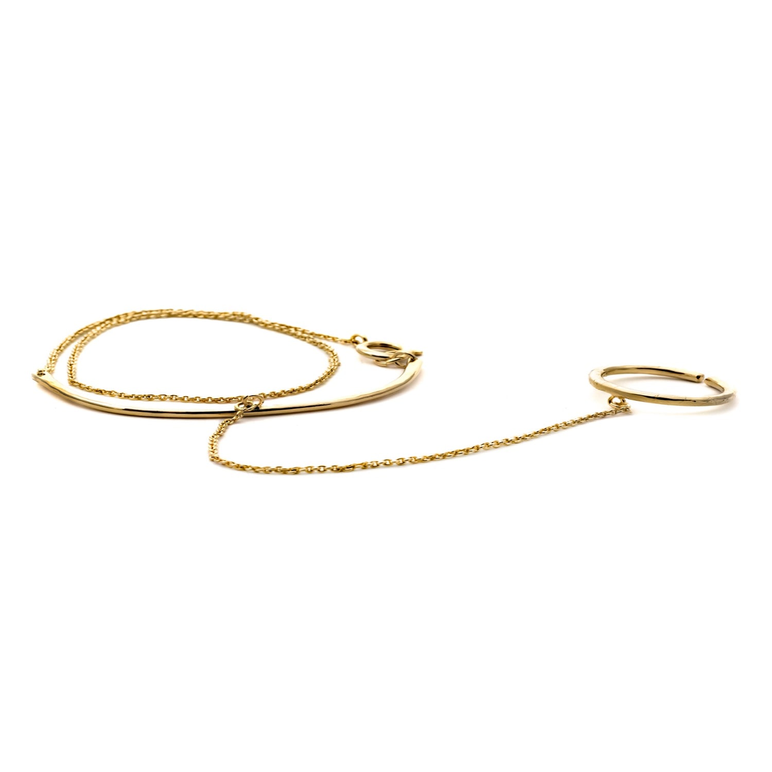 Atelier Petites Pierres Women's Golden Cuff Ring - Finger Bracelet In Gold