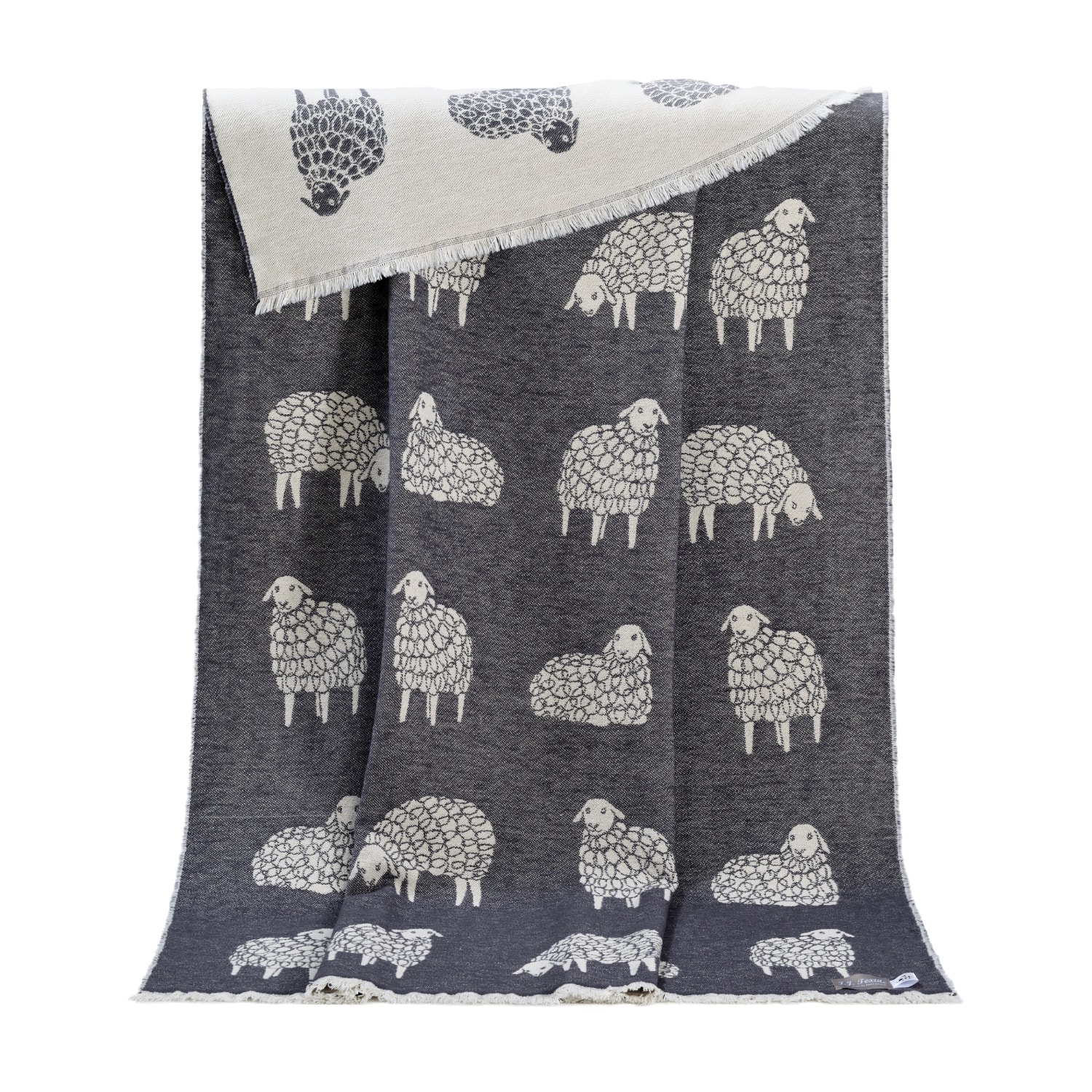 J.j.textile Sheep Mima Dark Grey Pure Cotton Throw