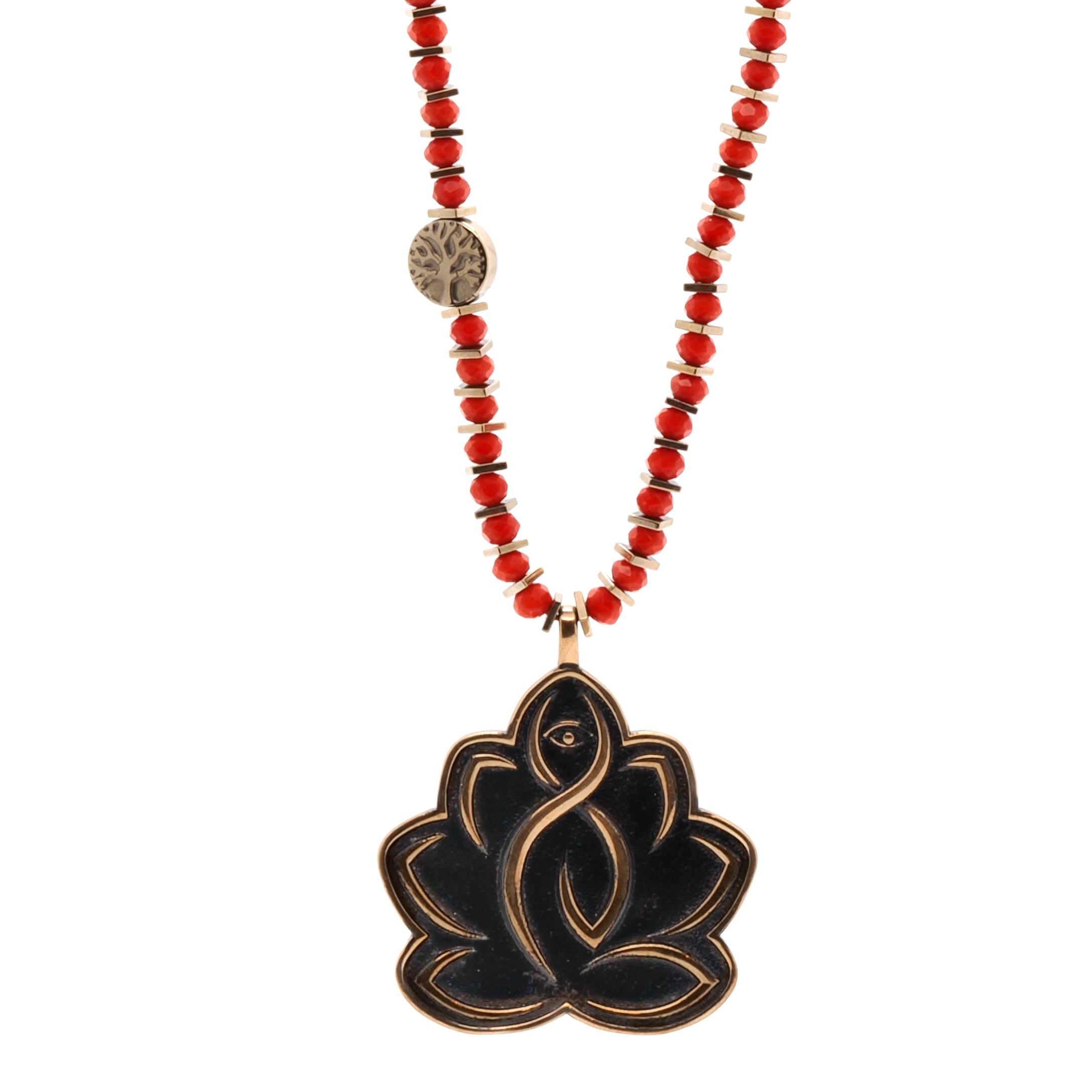 Women’s Gold / Red Buddha’s Wisdom Necklace Ebru Jewelry