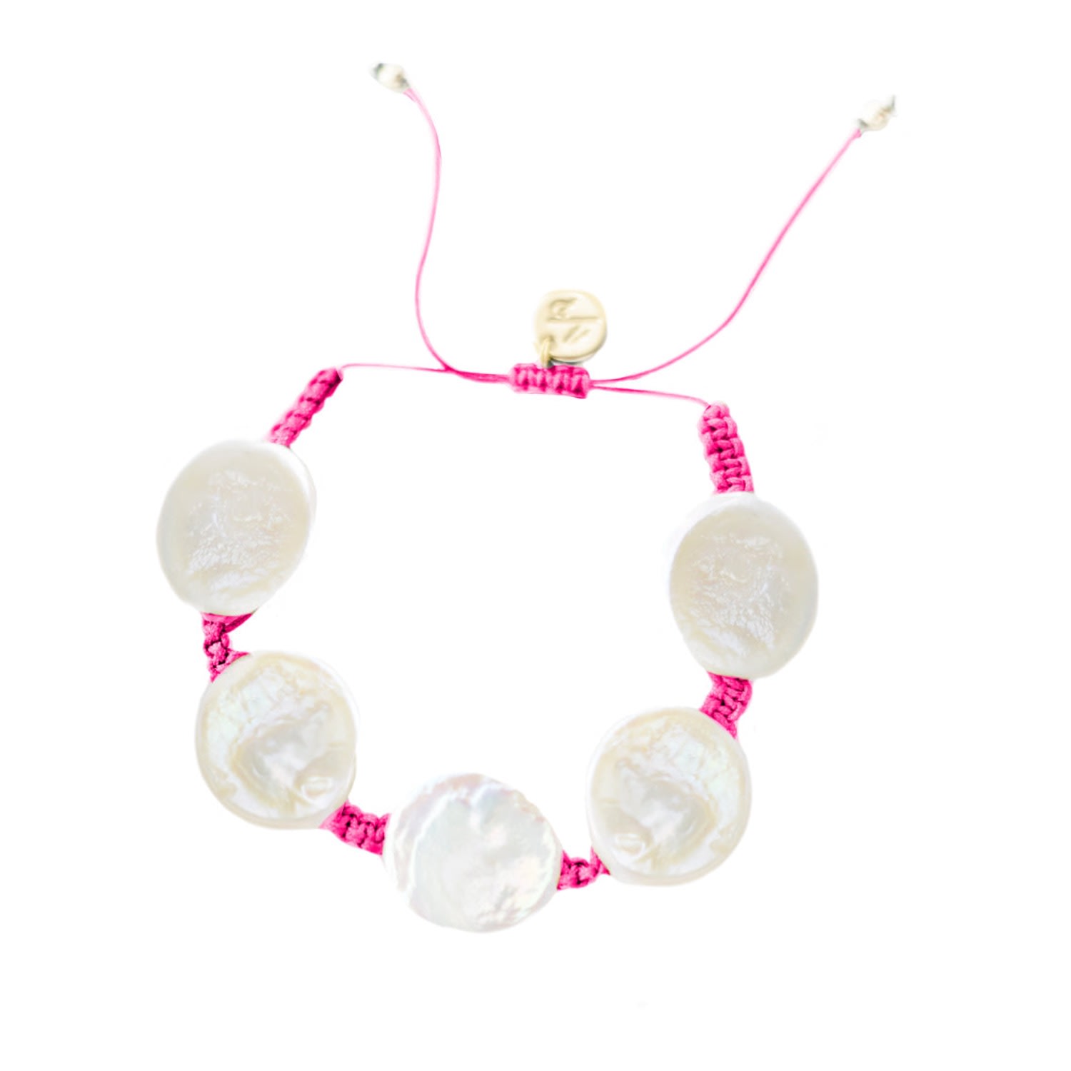 Adriana Pappas Designs Women's Coin Pearl Bracelet On Colored Cord - Hot Pink In Pink