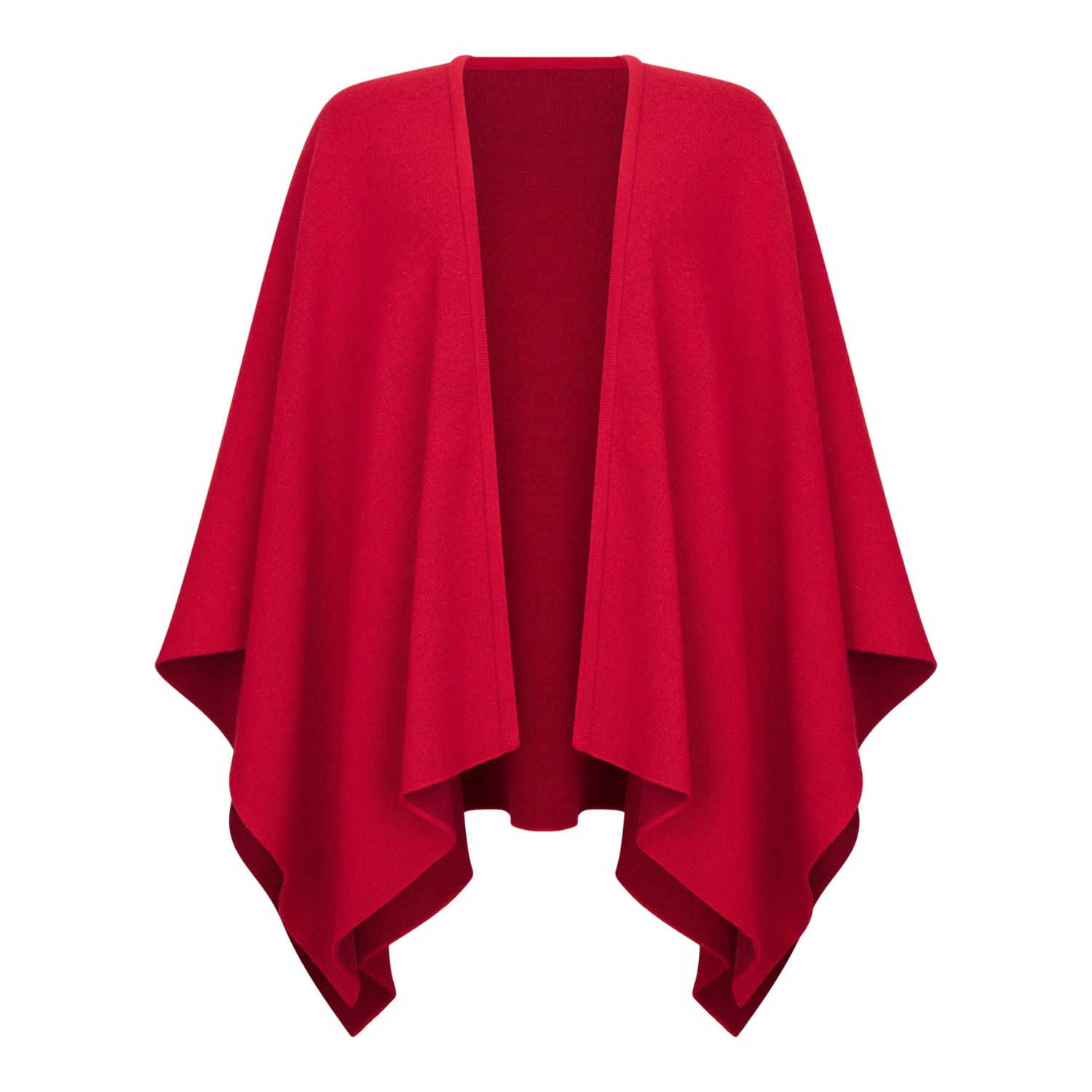 Women's Red Isla Merino Cashmere Knit Cape | One Size | Triona