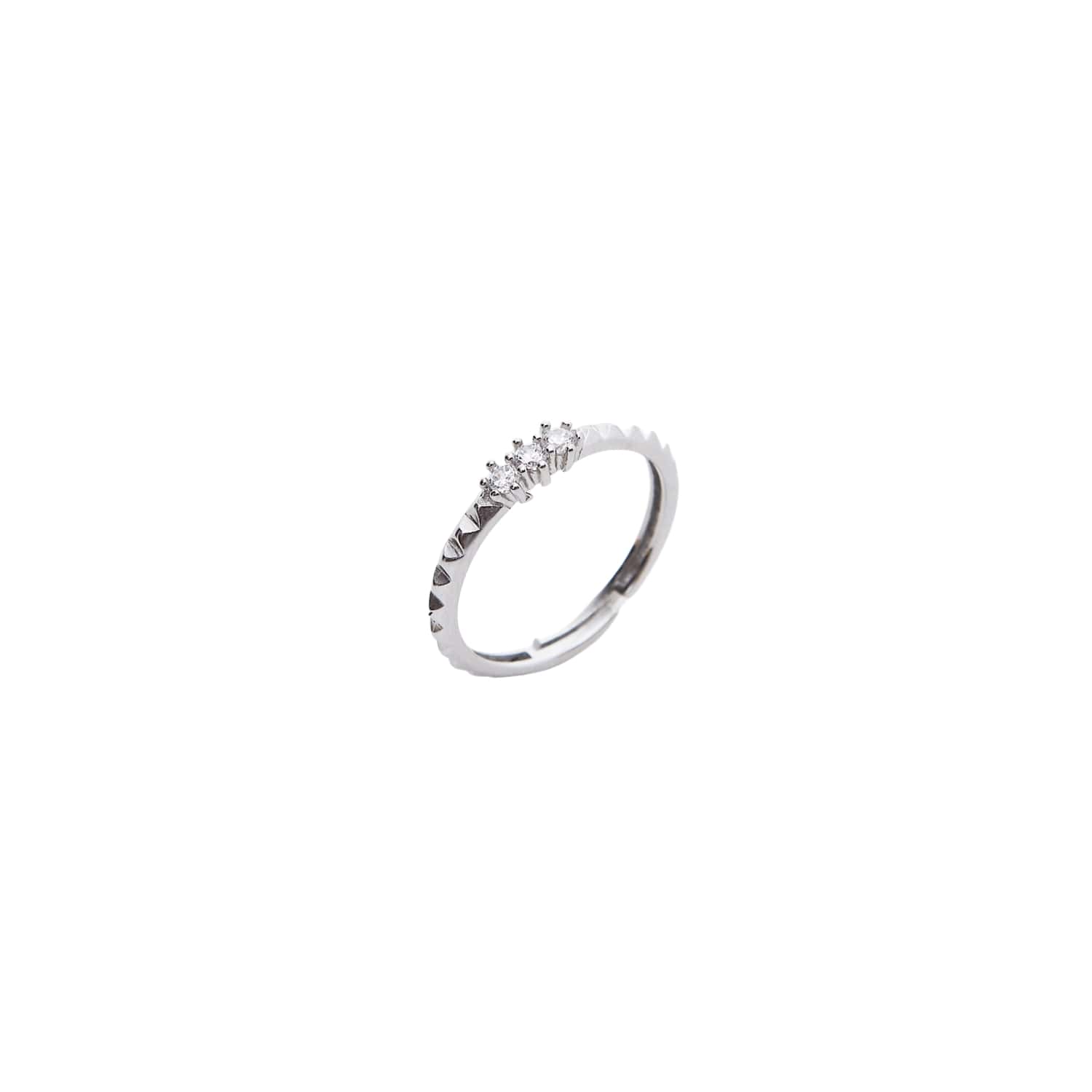 Spero London Women's Sterling Silver Three Round Gem Stacking Ring - Silver