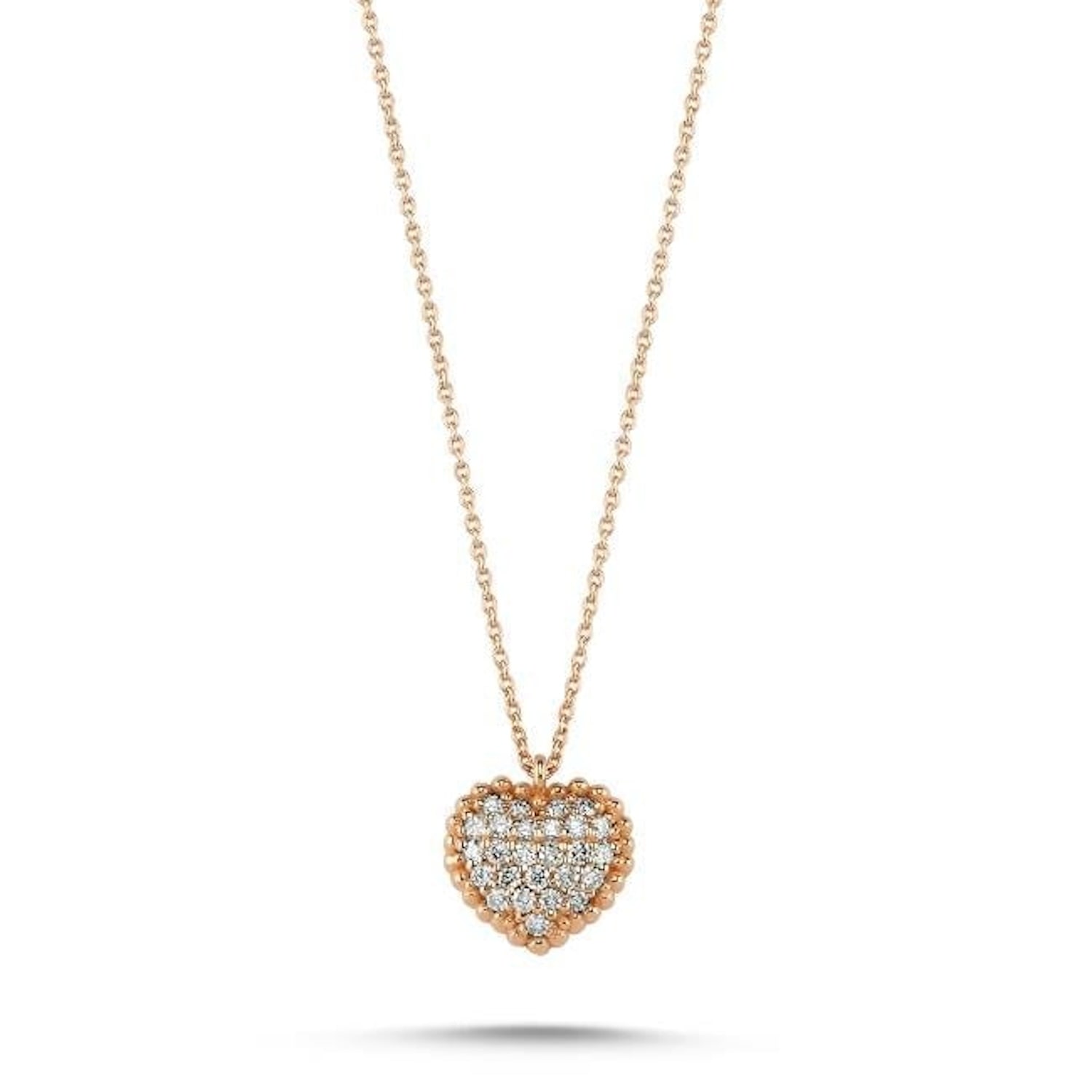 Ecce | Artisan Diamonds Women's 14k Solid Rose Gold Heart Pave Diamond Necklace In Gold
