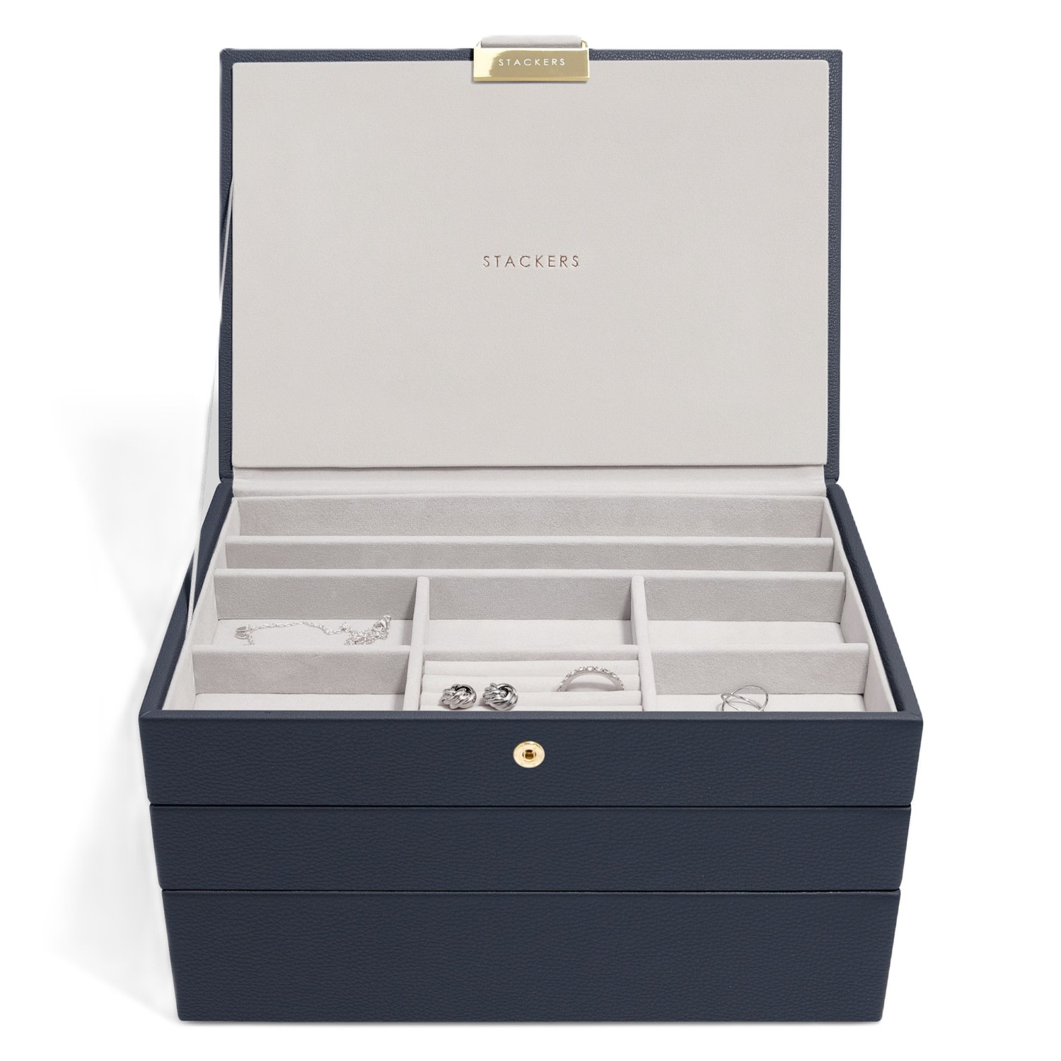 Stackers Women's  Classic Navy Blue Jewellery Box Set Of Three In Blue