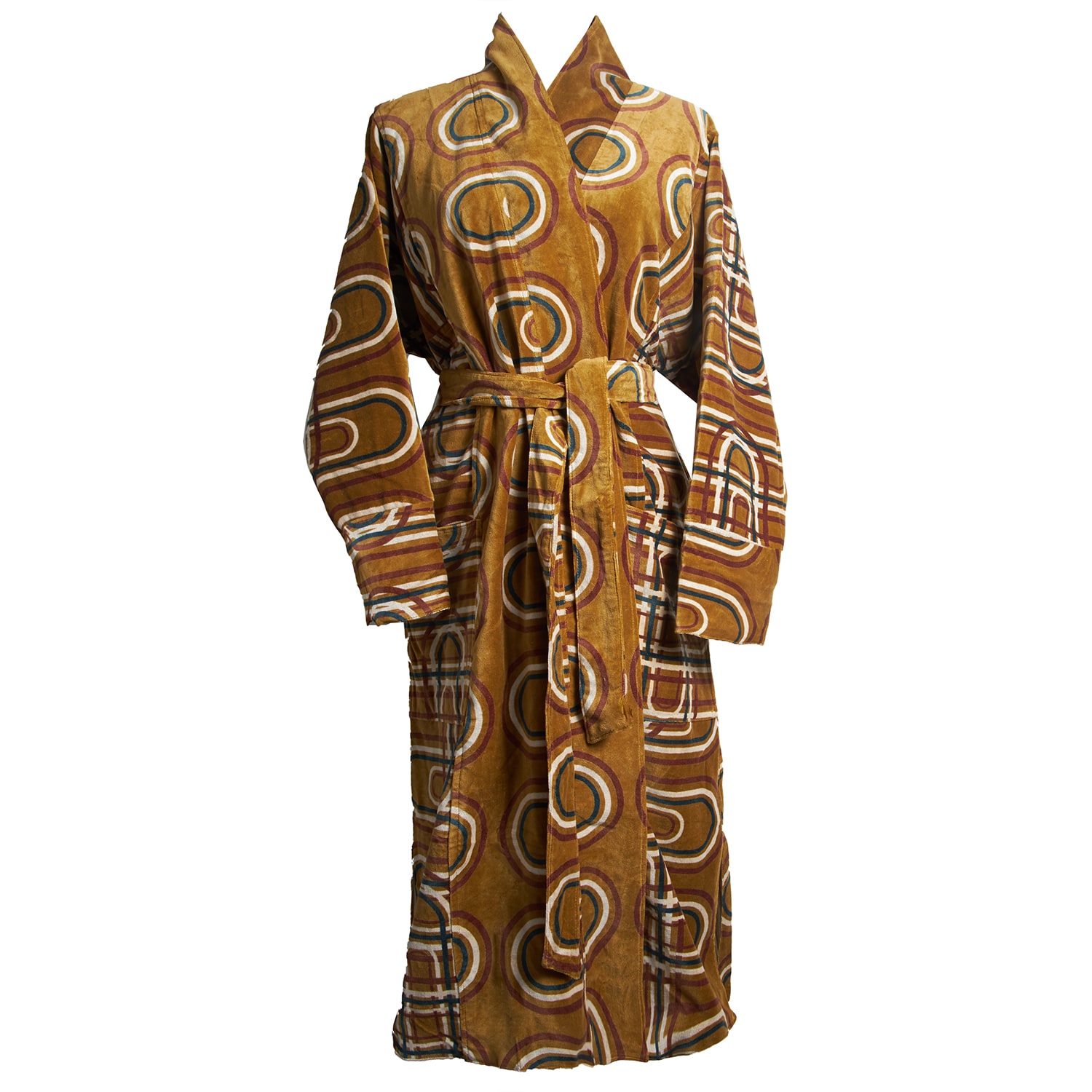 Women’s Gold / Neutrals Velvet Robe - Golden Retro One Size Babs Boutique Nyc