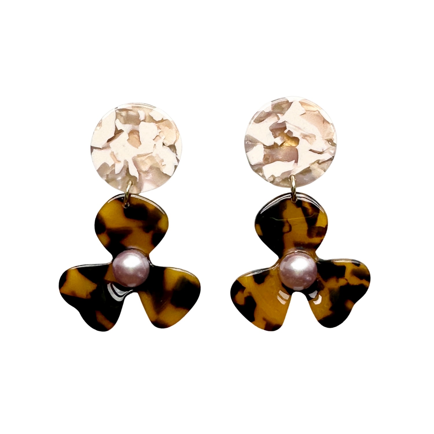 Women’s Neutrals / Brown Pearl Water Poppy Drop Earrings In Heaven-Sent Closet Rehab