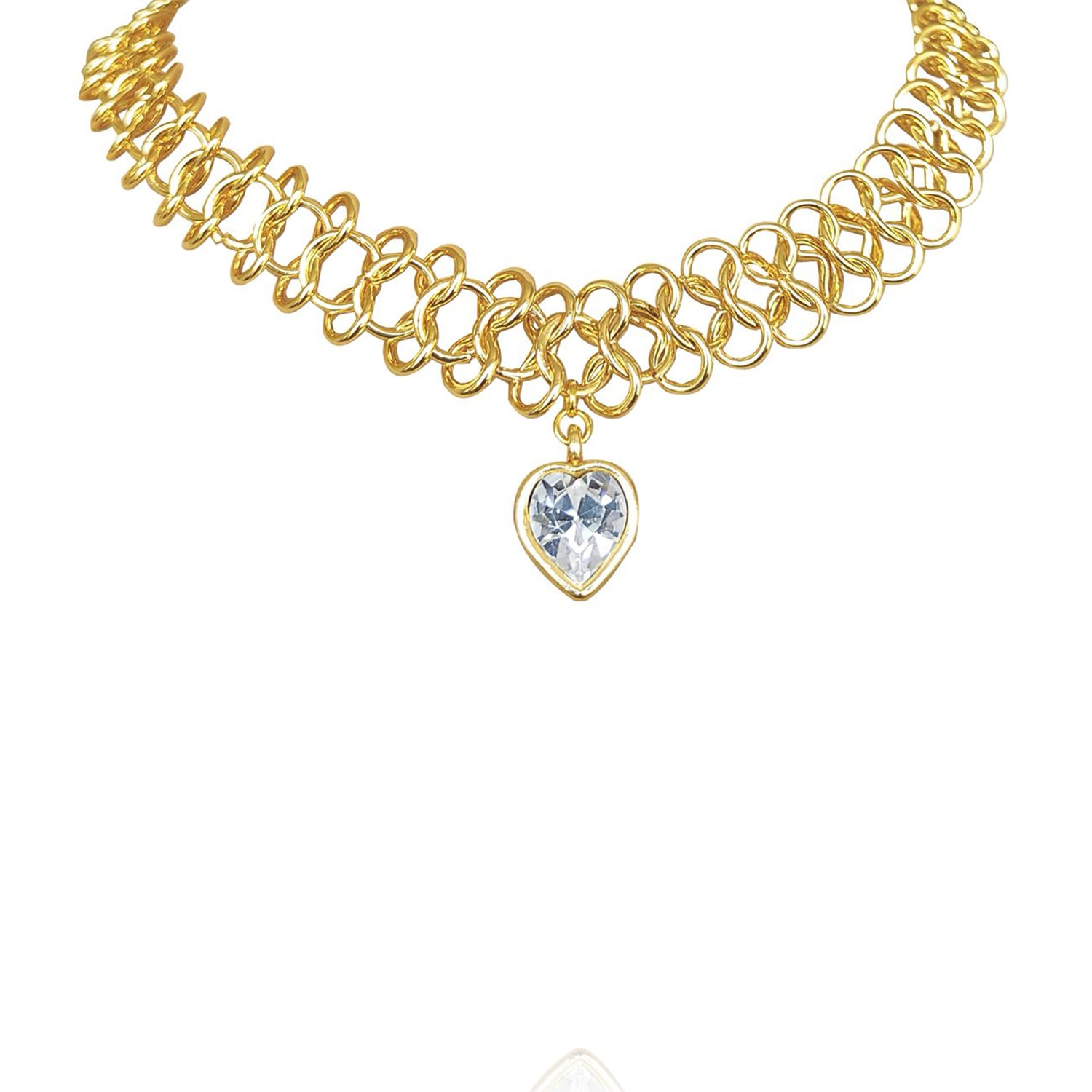 Eyeconic By Samar Ajram Women's Gold / White Tete Heart Chunky Choker Necklace In Multi