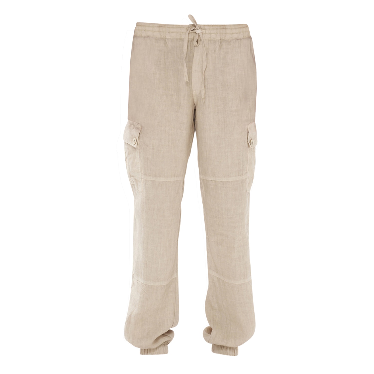 Haris Cotton Men's Neutrals Flap Pocket Cargo Linen Pants-beach Sand