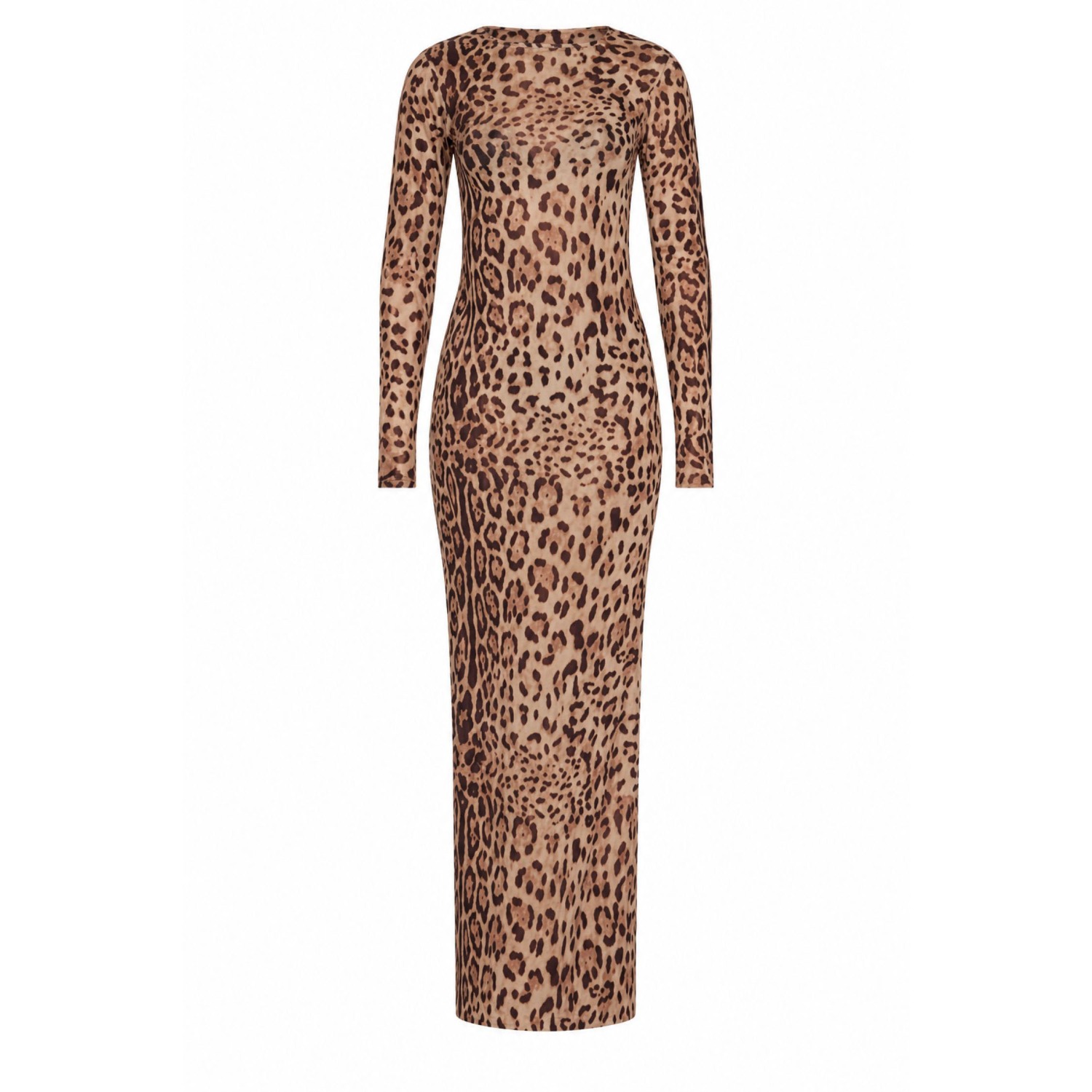 Long Sleeve Sheer Leopard Print Maxi Dress | AMAANALUX | Wolf & Badger