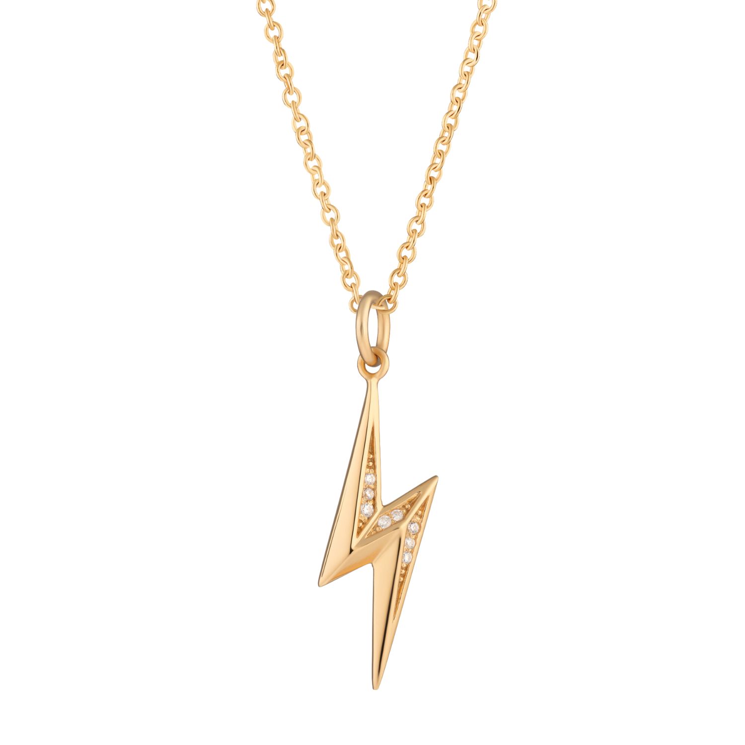 Scream Pretty Women's Gold Sparkling Lightning Bolt Necklace With Slider Clasp