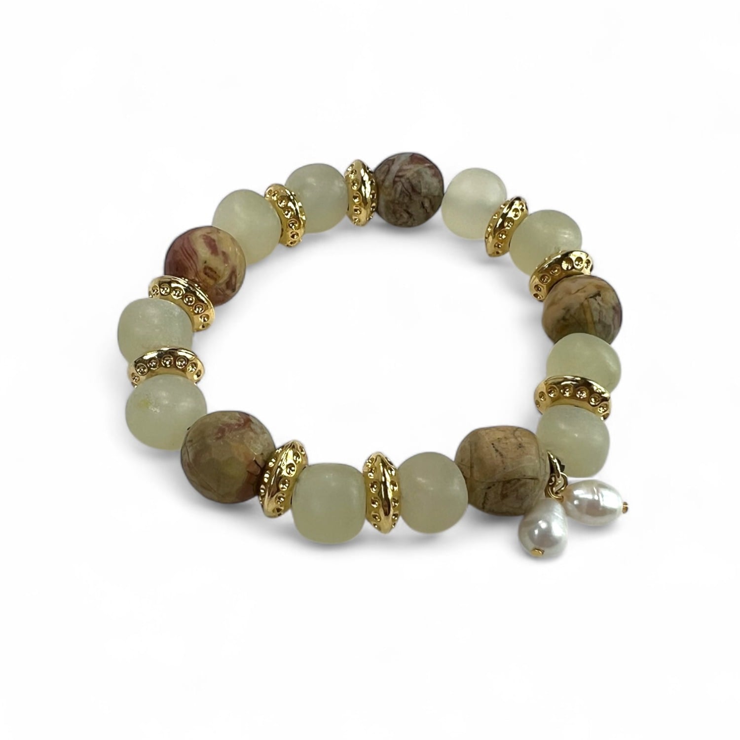 By Virgo Women's Brown / Gold / Yellow Butter Jasper Beaded Bracelet