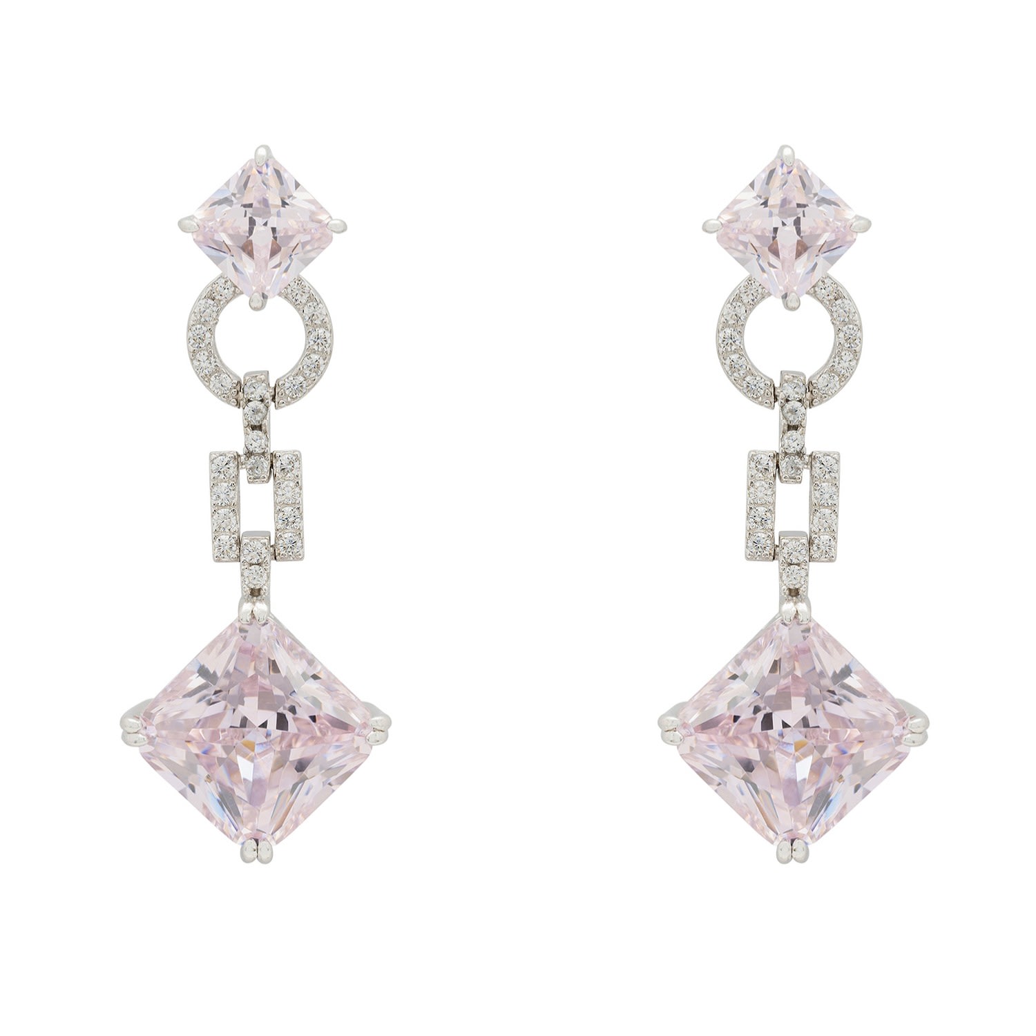 Women’s Pink / Purple / White Noor Pink Morganite Drop Earrings Silver Latelita