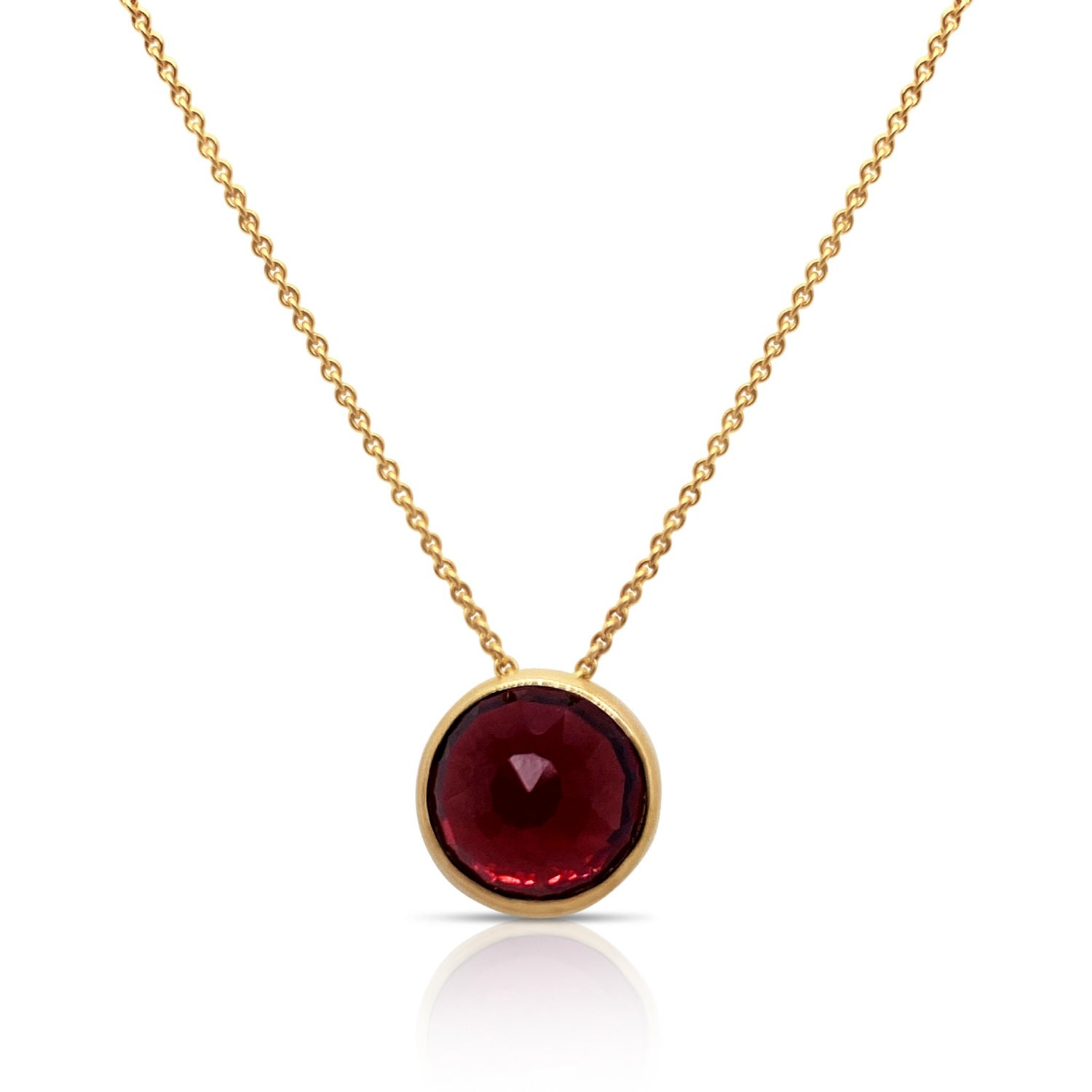 Women’s Red Garnet Birthstone Pendant In 18K Yellow Gold Tresor Collection