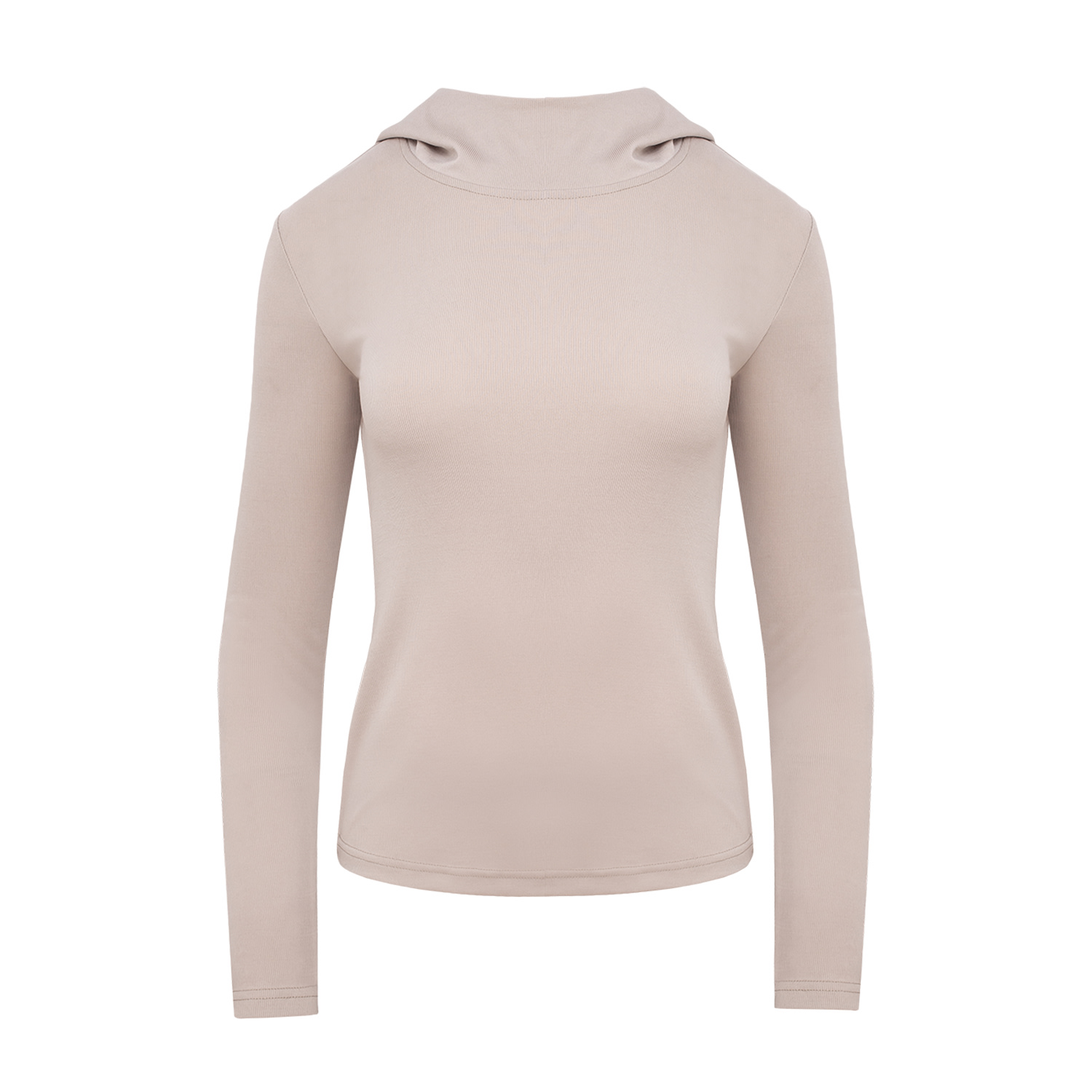 Mandragora Women's Neutrals Beige Ribbed Viscose Hoodie Top - Luna In Beige