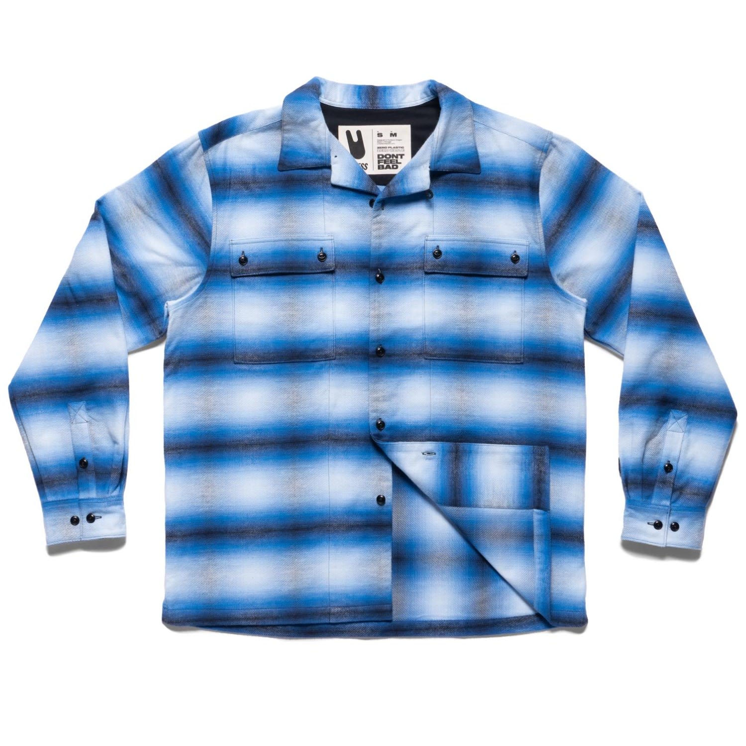 Men’s Ombre Flannel Shirt - Blue Extra Small Unless Collective