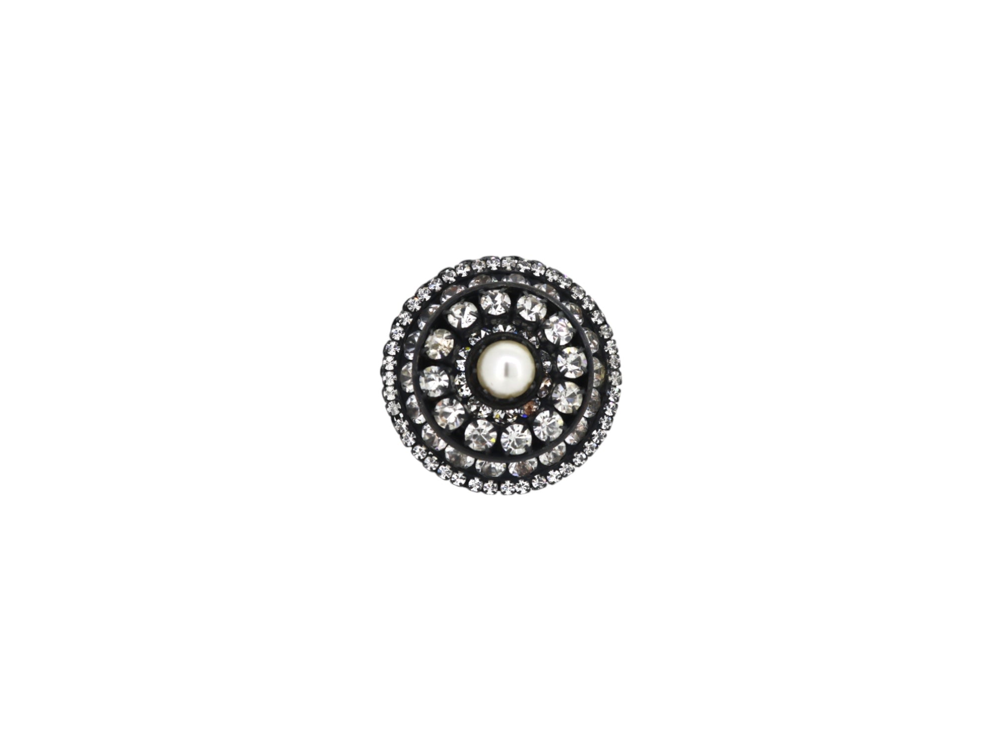 Vickisarge Women's Neutrals / White / Silver Heavenly Dome Ring In Oxidised Silver