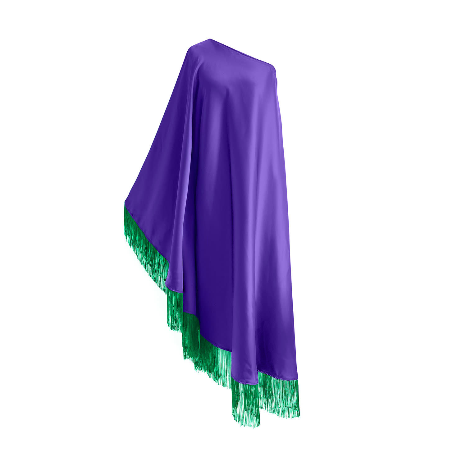 Toma Women's Purple / Green Green Fringe Off Shoulder Purple Glam Maxi Dress In Multi