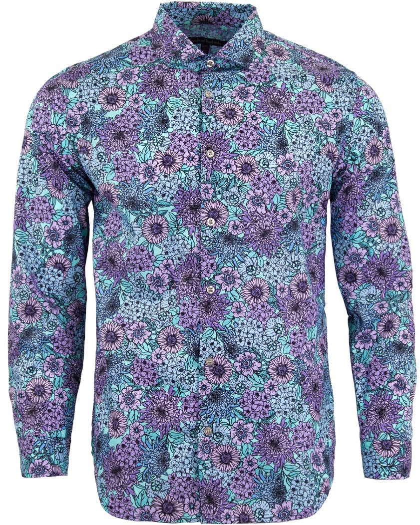 Lords Of Harlech Men's Green Nigel Garden Party Shirt - Spearmint In Green