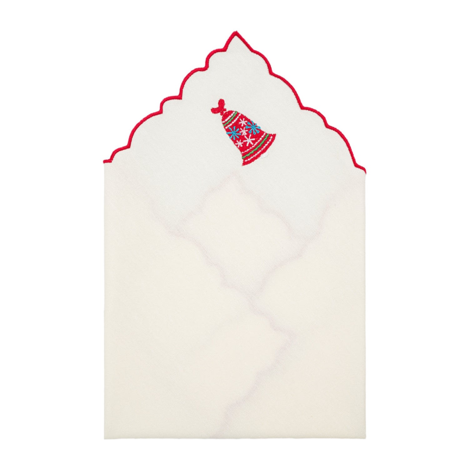 Km Home Collection Neutrals Set Of Two Christmas Bell Embroidery Cotton Napkin