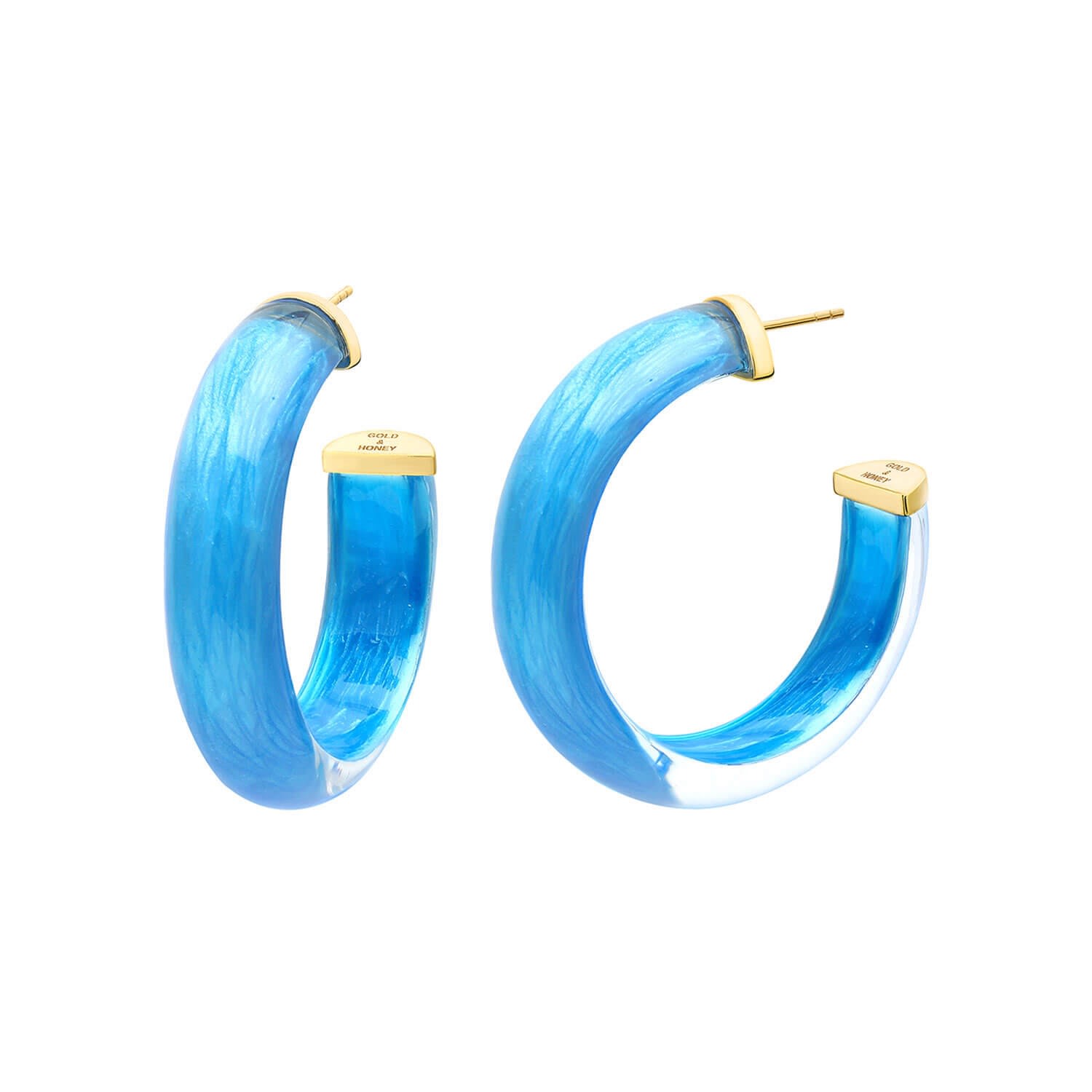 Women’s Blue / Gold Small Fiji Illusion Hoops Gold & Honey