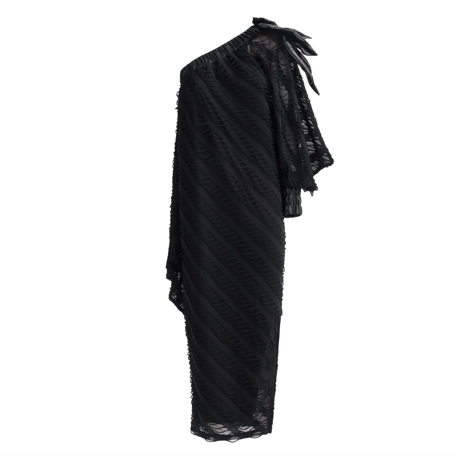 Women’s Luxury Elegance One-Sleeve Long Dress Black Small Julia Allert