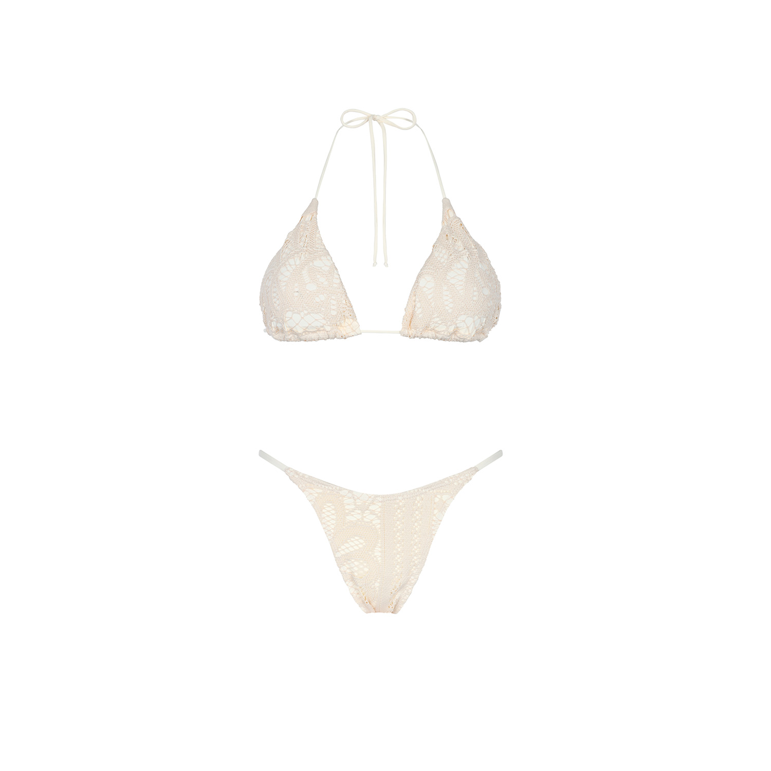 Women's Neutrals La Perle Triangle Top - String Bottom | Small | Aguaclara