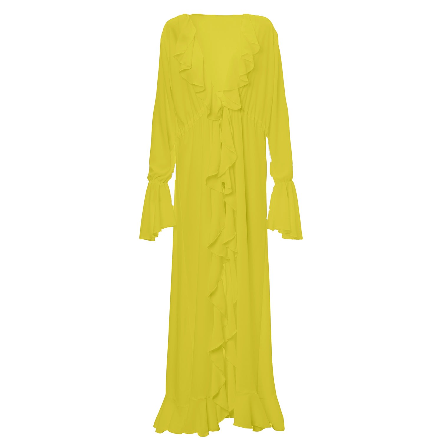 Bluzat Women's Green Lime Ruffled Kaftan
