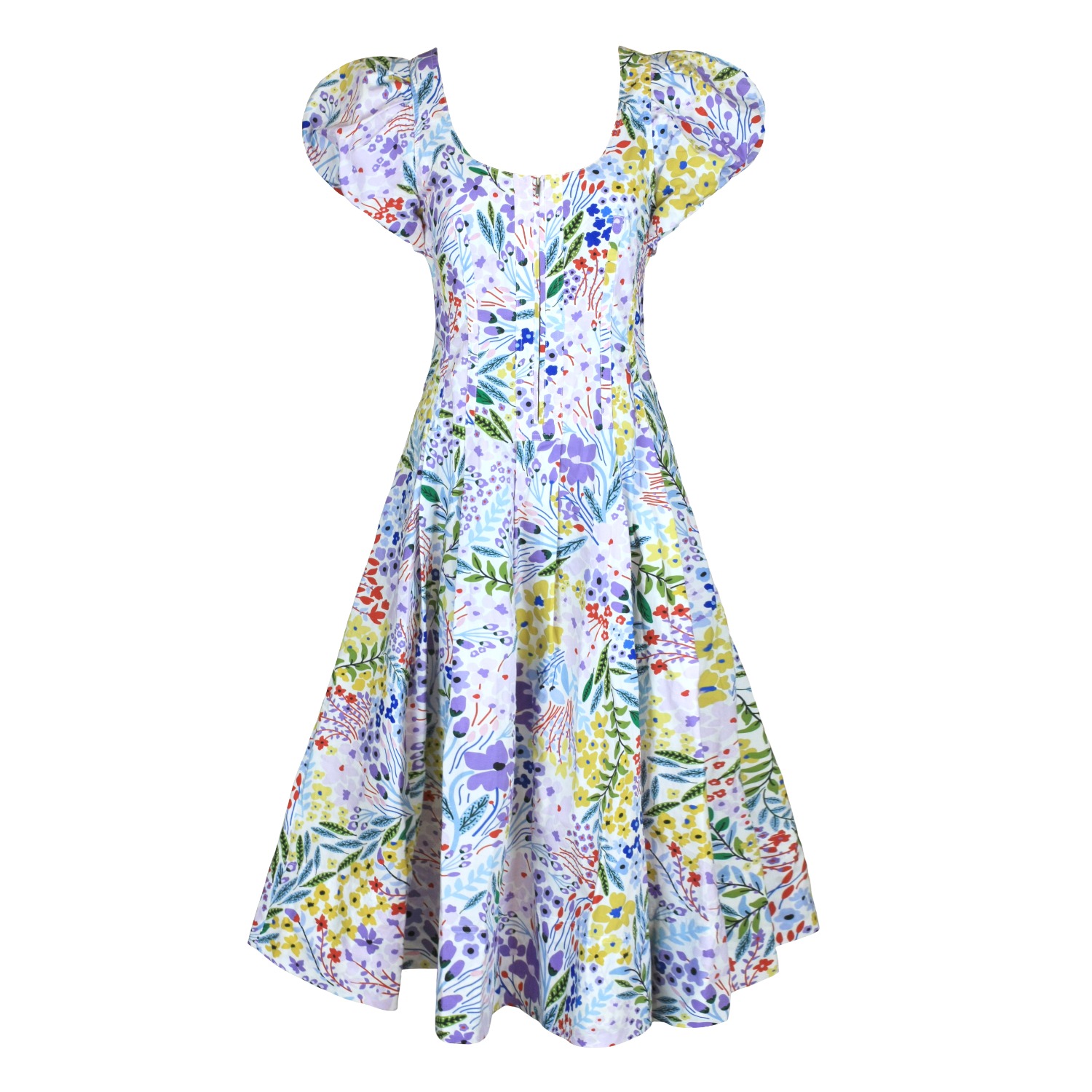 Purple Garden Scoop Neck Cotton Midi Dress | Jessie Zhao New York ...
