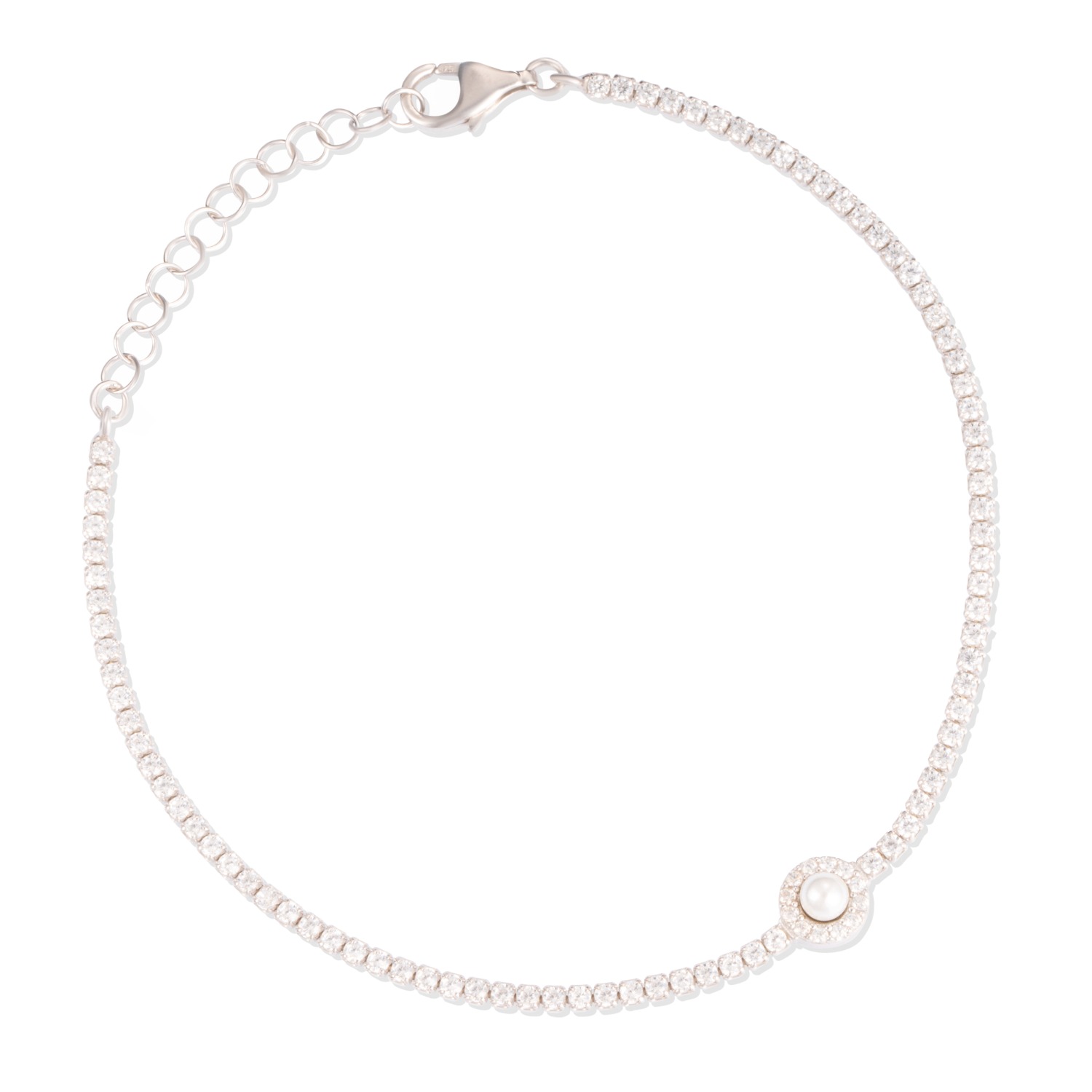 By Eda Dogan Women's Silver Pearl Glow Minimalist Bracelet