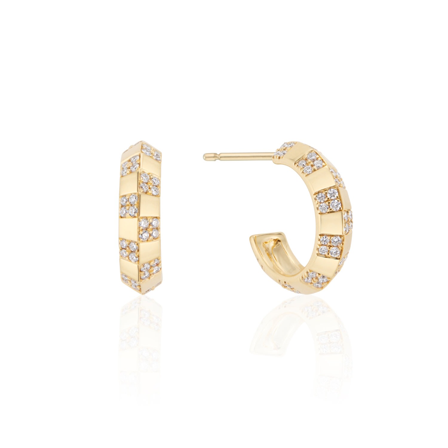 Women’s Gold Pinstripe Strength Knife Edge Diamond Earring Rinoor