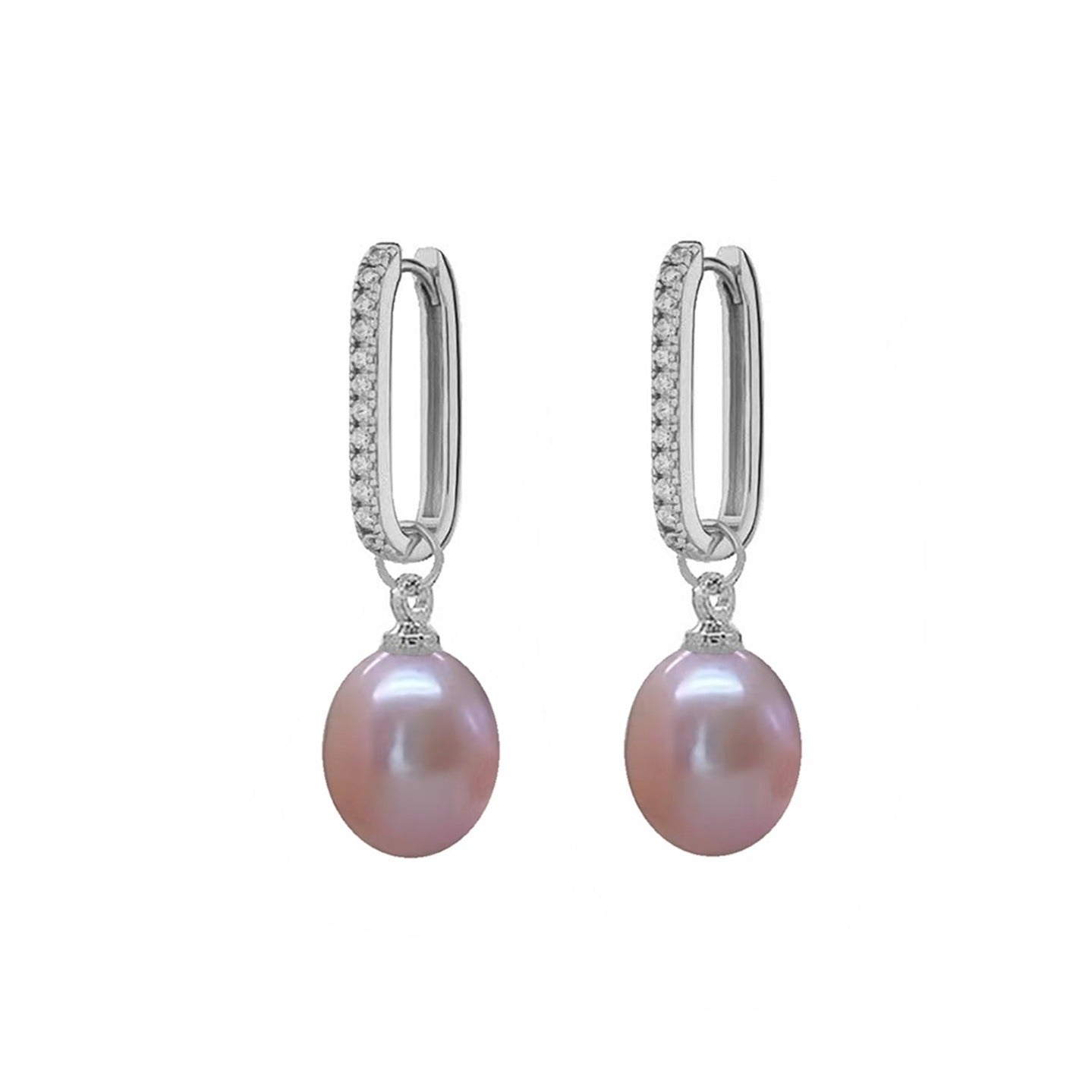 Ninemoo Women's Silver / Pink Gleaming Zircon Pearls Earrings In Multi
