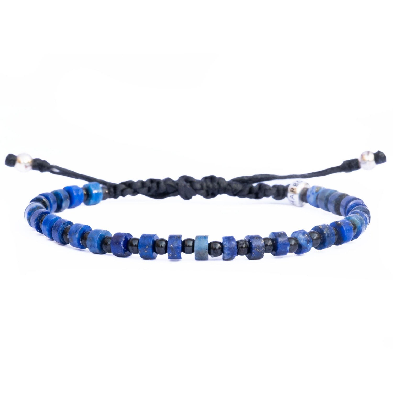 Harbour Uk Bracelets Blue Men Stone Rope Bracelet - Handmade Of Silver Steel & Lapis Lazuli Gemstone - Orion