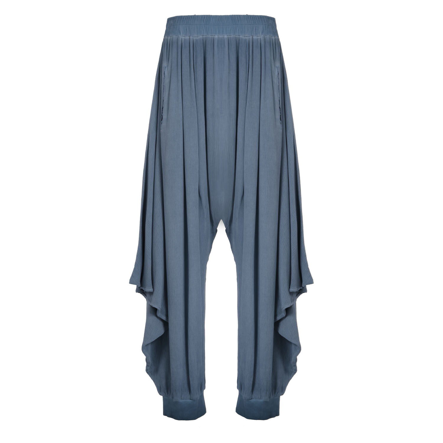 Zhenabia Tri Salvar Dusty Blue - Boho Men Harem Pants In Blue