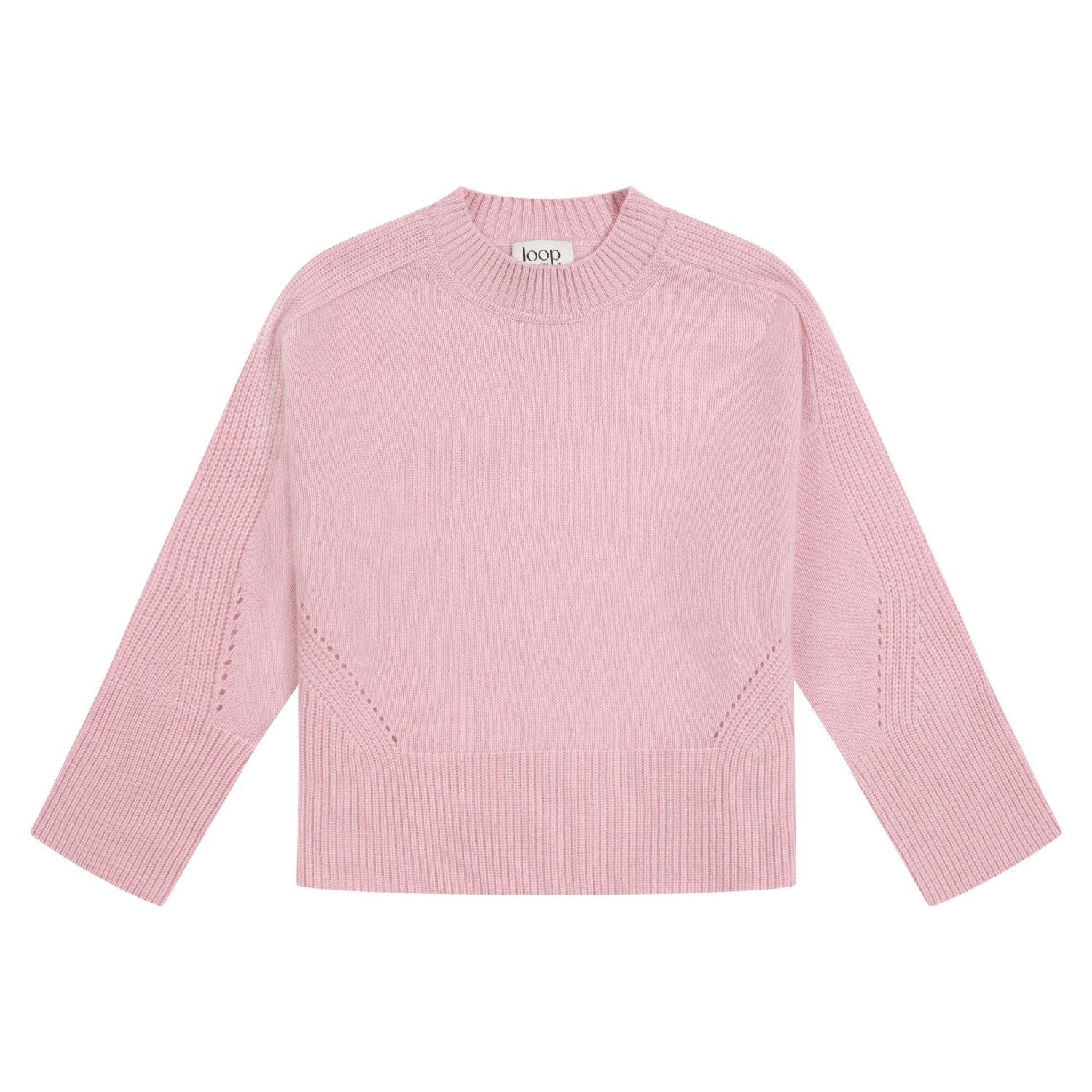 Loop Cashmere Women's Pink / Purple Ribbed Detail Lofty Crew Sweatshirt In Pixie Pink